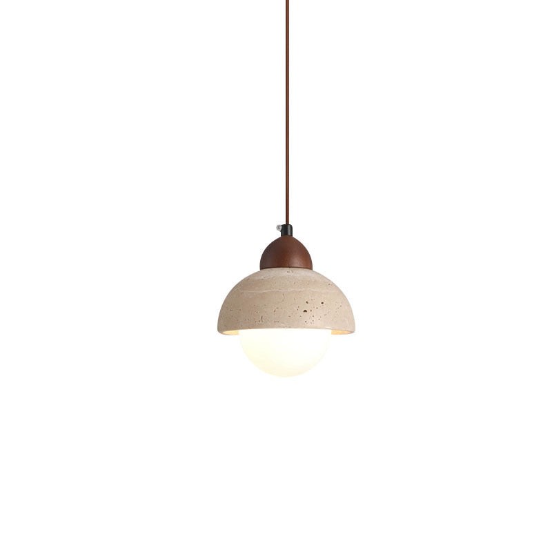 Traditional Japanese Travertine Wood Pendant Lamp M107
