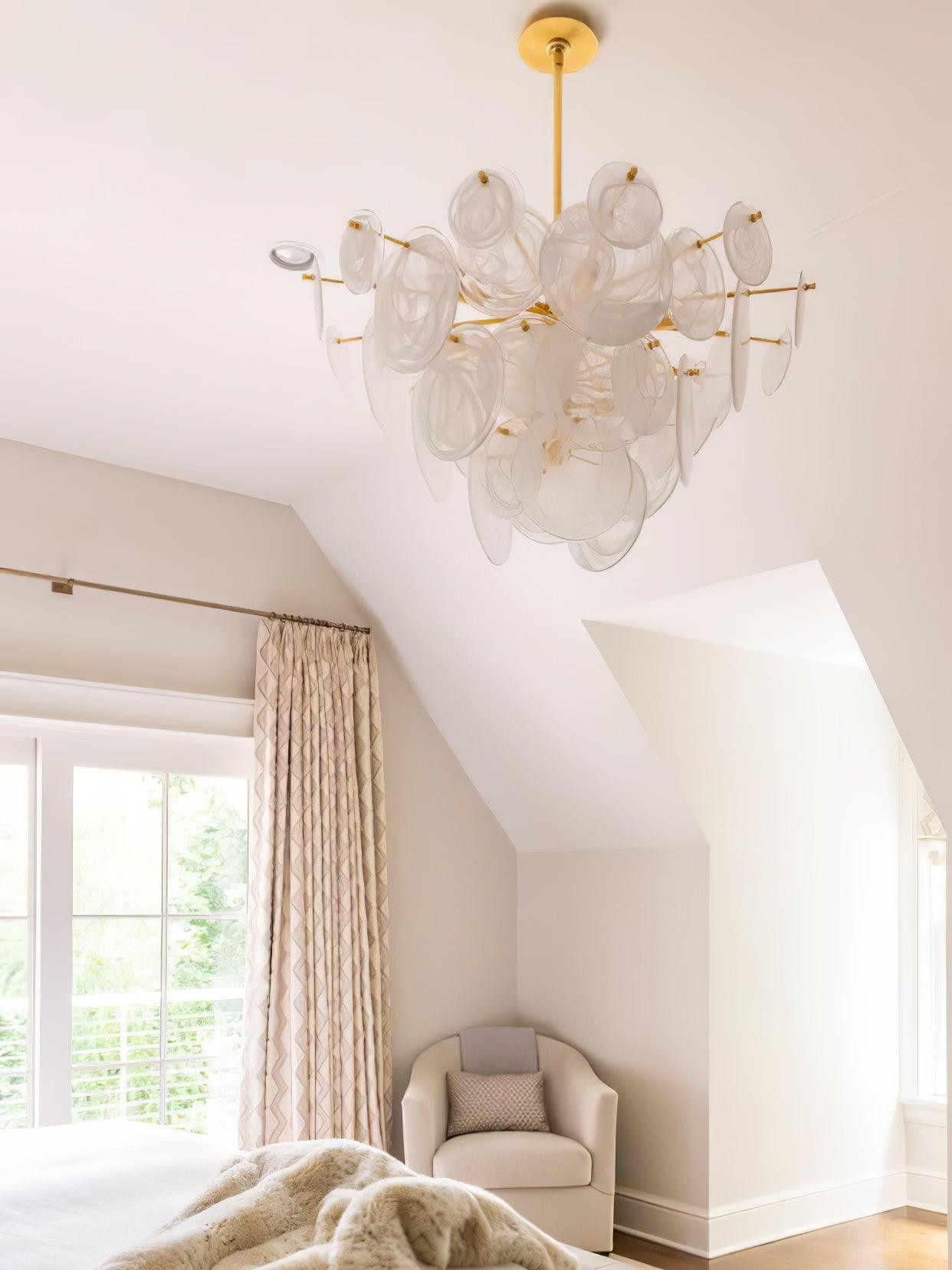 Brass Discs Cascading Chandelier M573