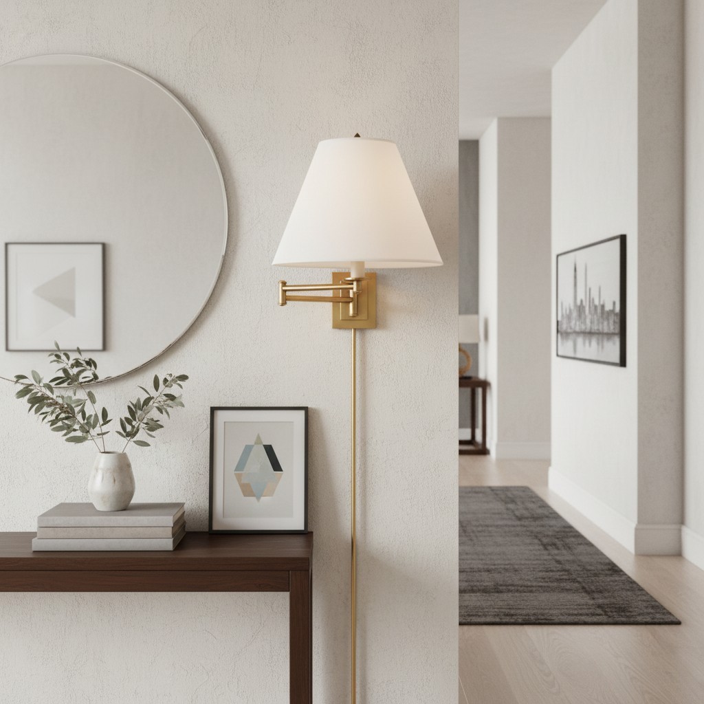 Arcuma Rotating Arm Wall Lamp - Retro Metal and Fabric for Bedrooms and Reading Corners T506