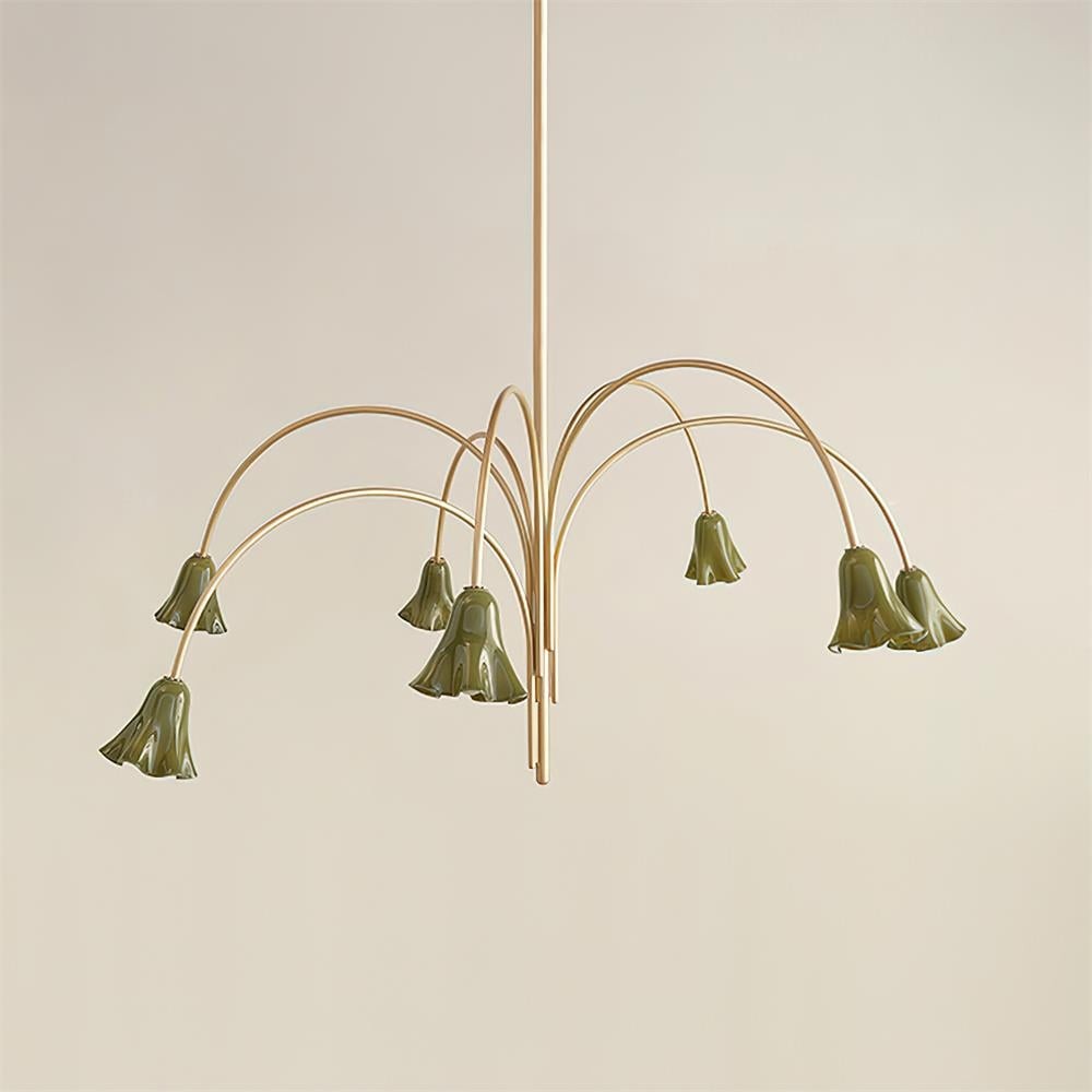Bellina Modern Romantic Chandelier - Botanical Lily Design with Glass Flowers T280