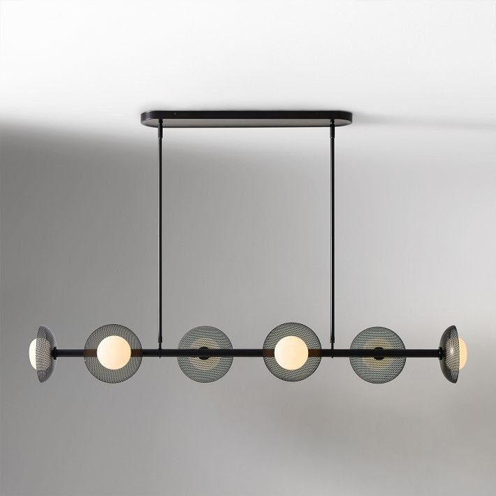 Elorina 6-Light Linear Chandelier - Modern Metal Light Fixture - Dining Room Lighting T006