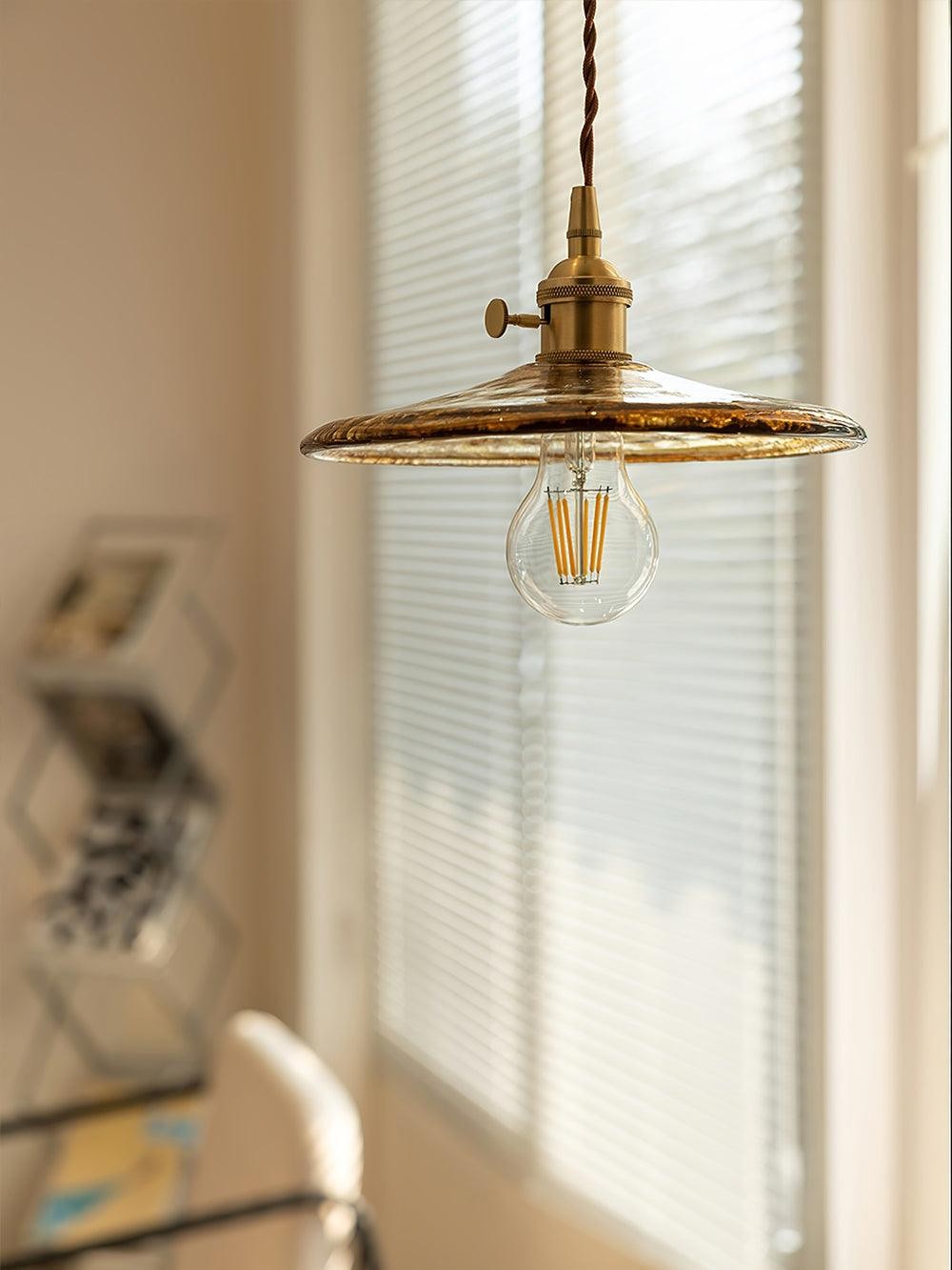 Brass Vintage Clear Glass Pendant Light M34