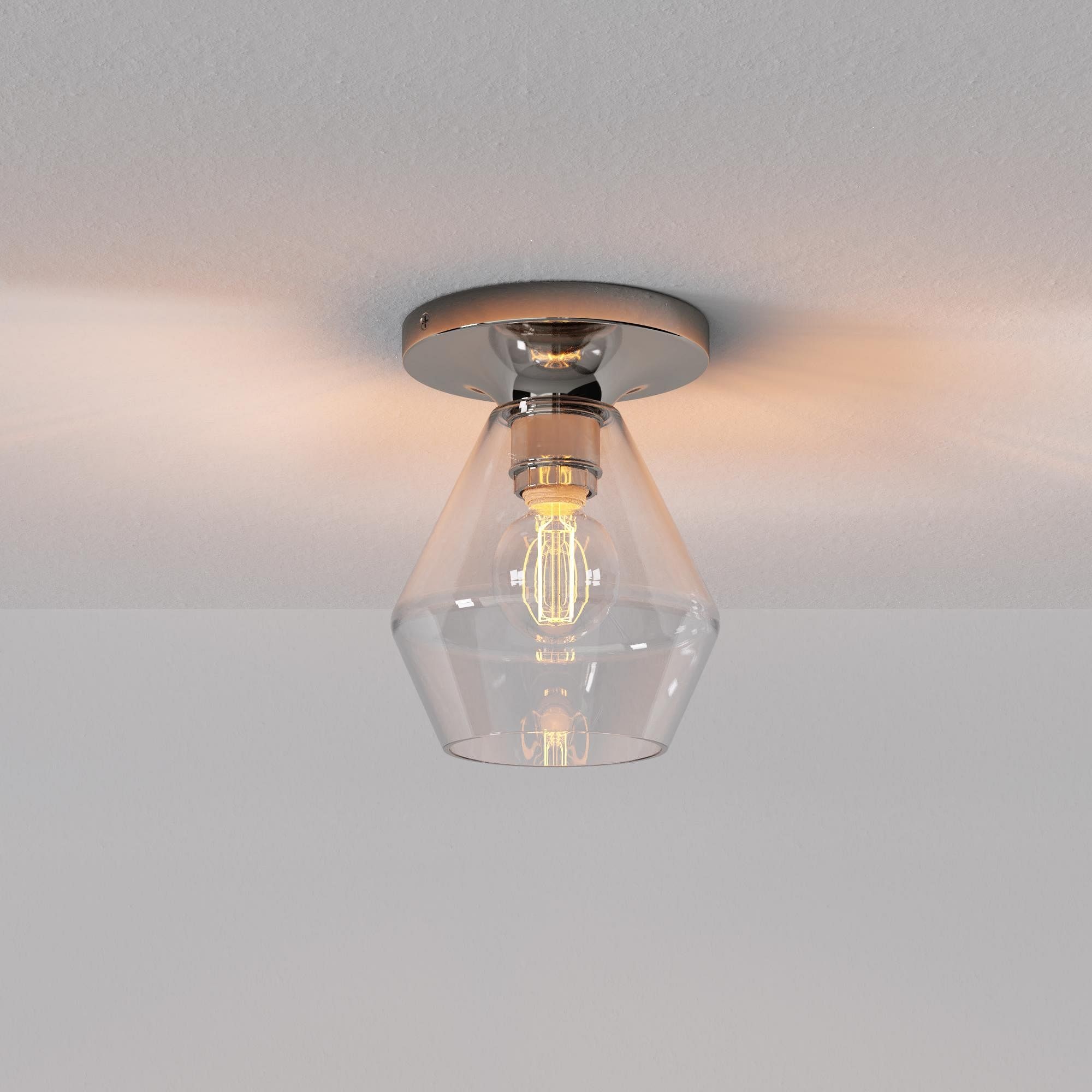 Merin Minimalist Sleek Geometric Glass Flushmount Light T155