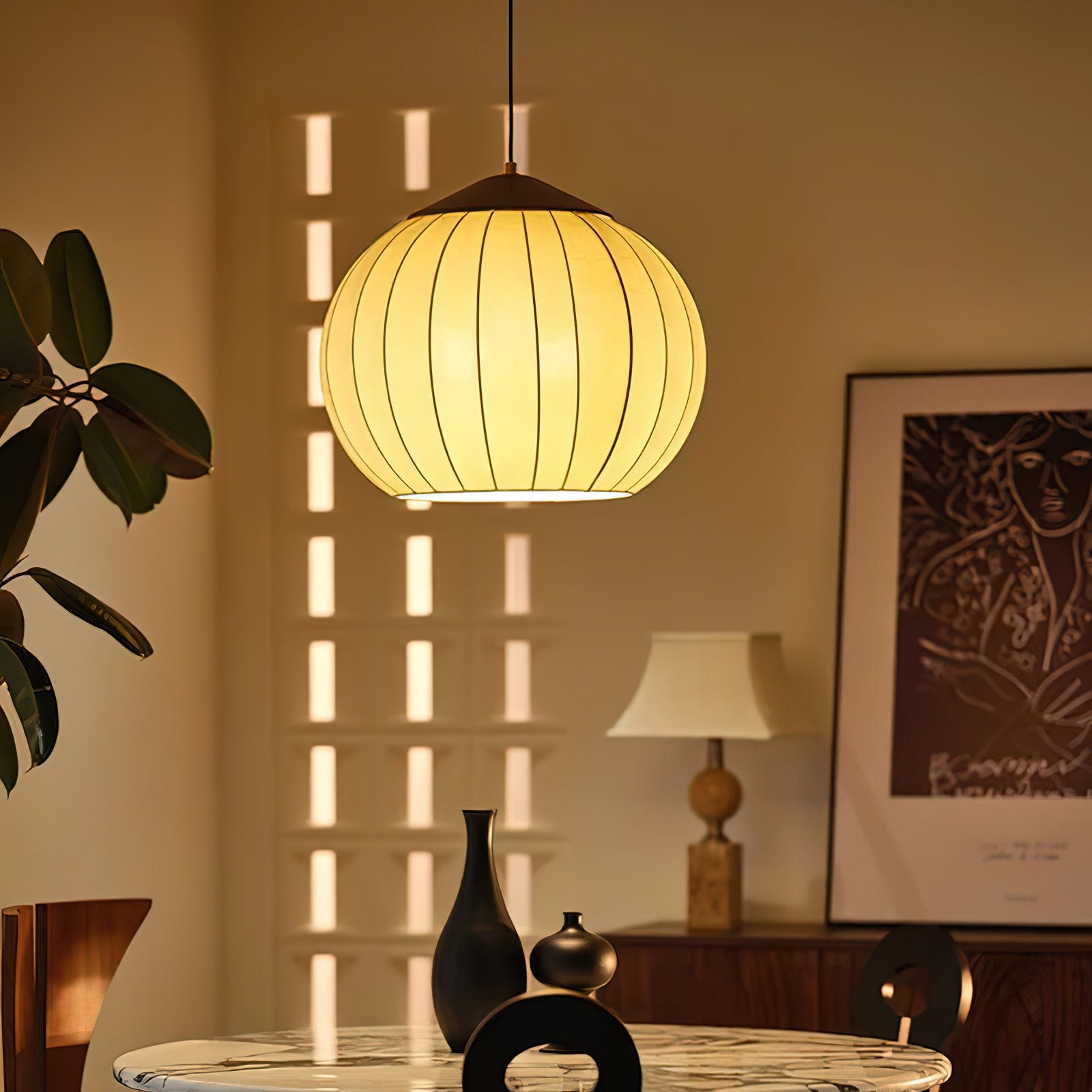 Japanese Style Fabric Lantern Pendant Lamp M62