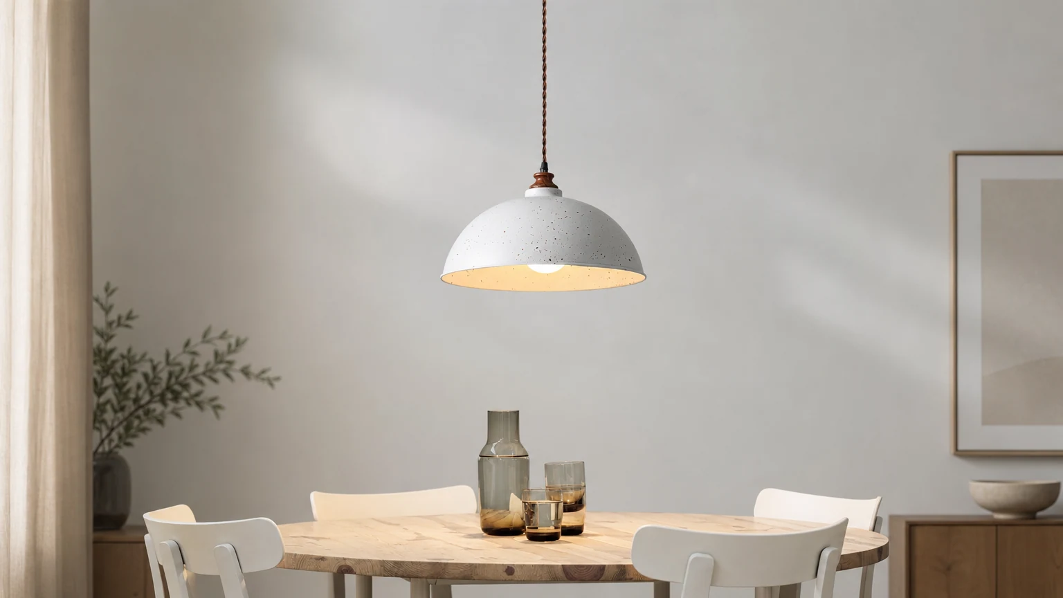 Lampa wisząca Arc Sphere M582 w ciepłej scenerii jadalni