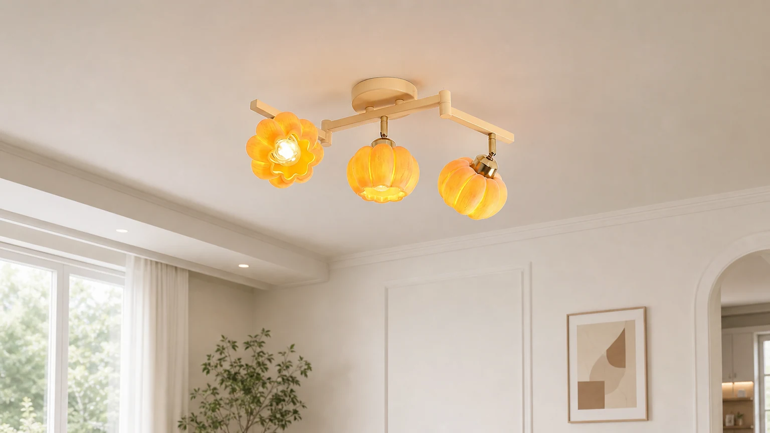 Lampa sufitowa Kwiat Dyni M315 zainstalowana w ciepłym pomieszczeniu