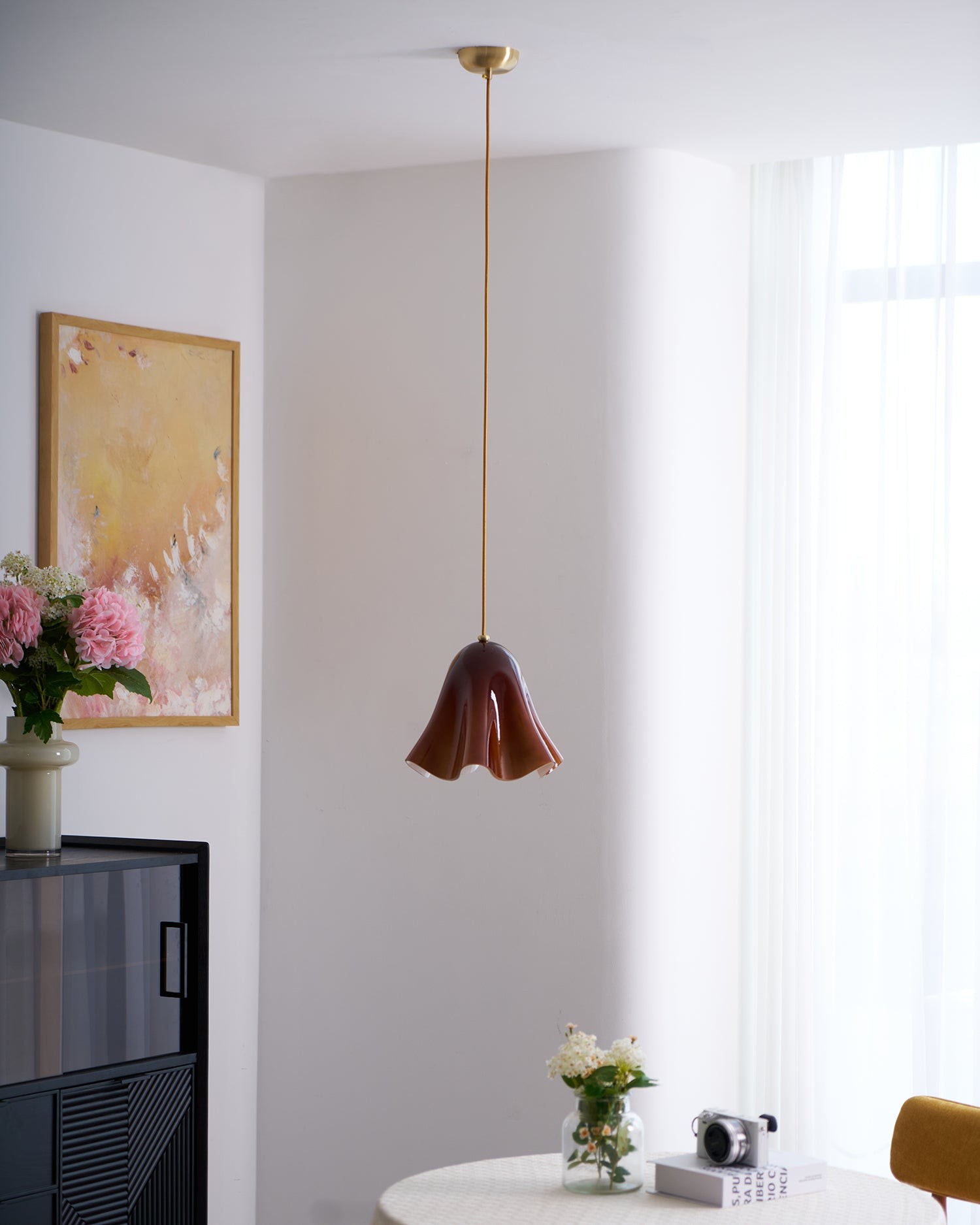 Bellina Artistic Glass Pendant Light - Modern Bloom Inspired Hanging Ceiling Lamp T279