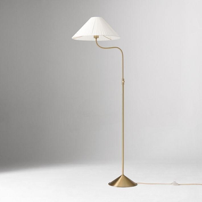 Fibura Elegant Floor Lamp with Linen Shade and Champagne Bronze Base for Living Room T081