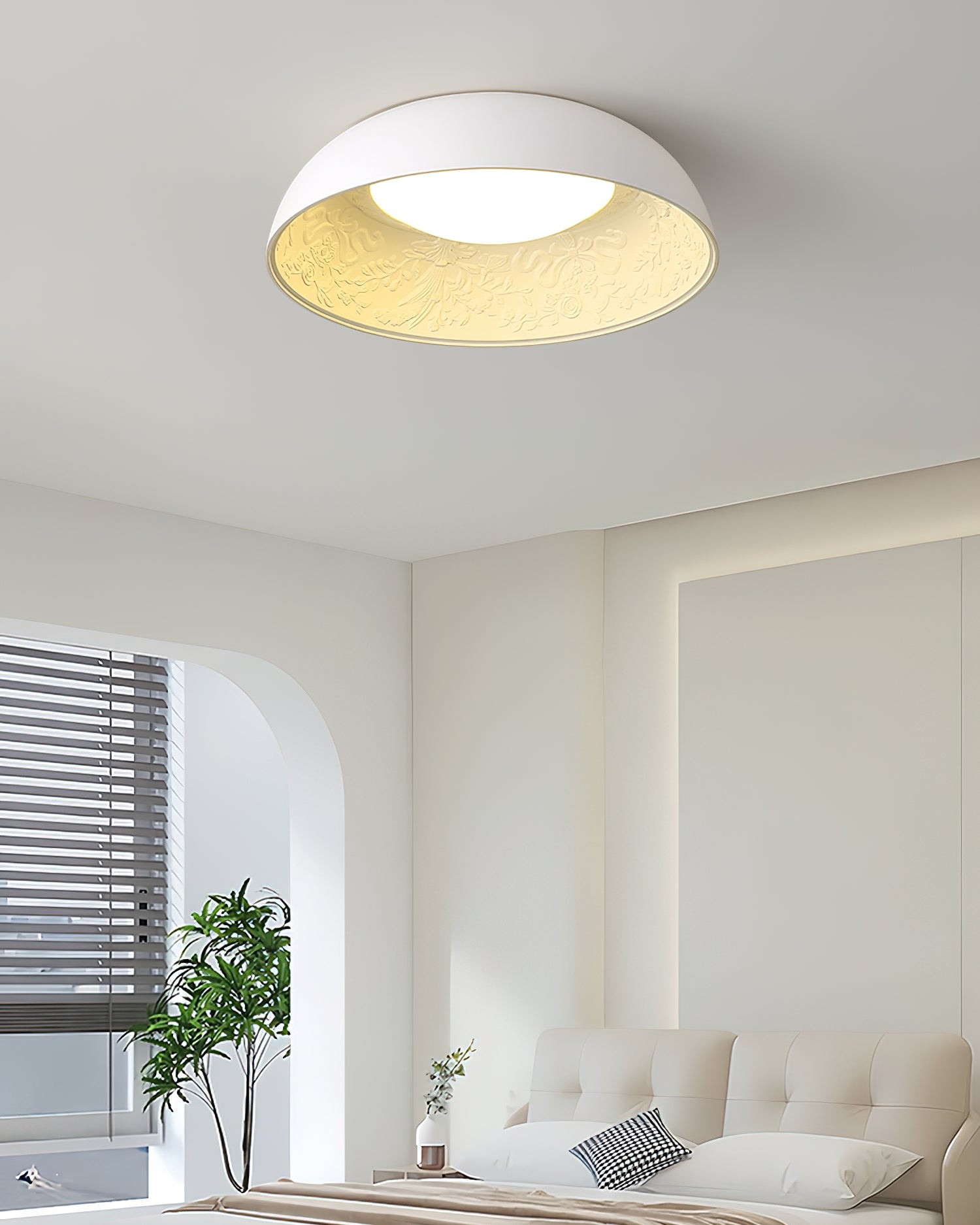 French Romantic Carved Round LED Ceiling Lamp M365