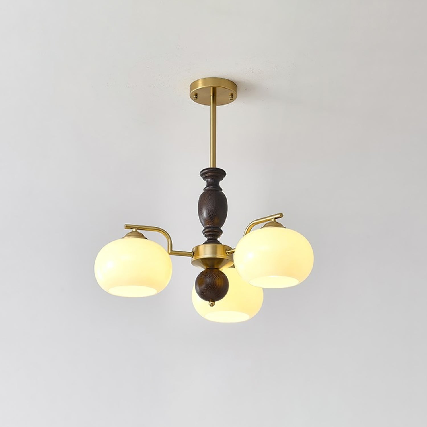 Medieval Style Walnut Beige Orb Chandelier M02