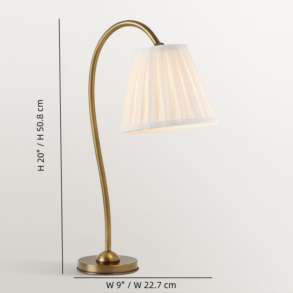 Graphique des dimensions illustrant la taille de la lampe de table Luvora