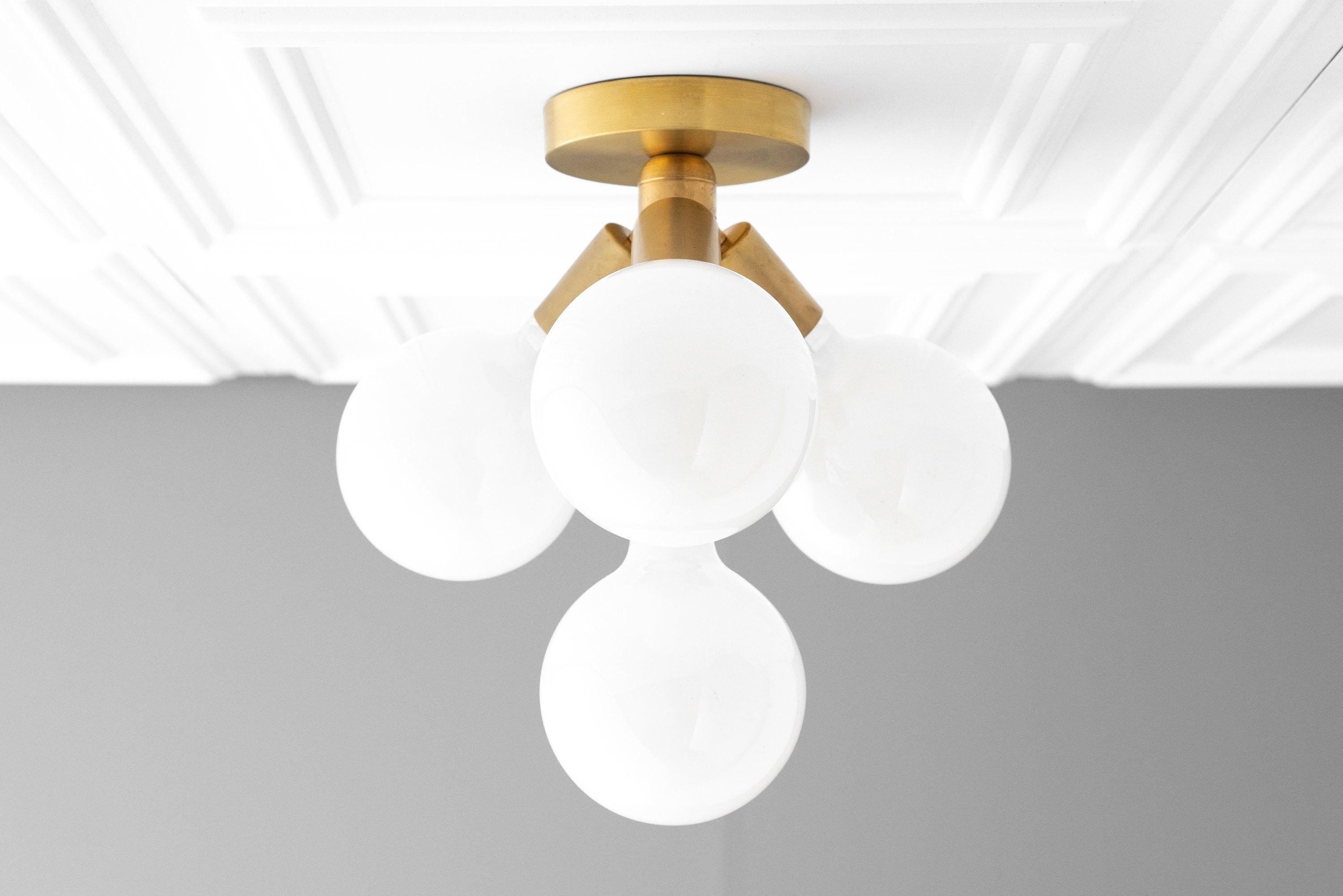 Glorica Glass Flush Mount Light - Globe Ceiling Fixture Modern T386