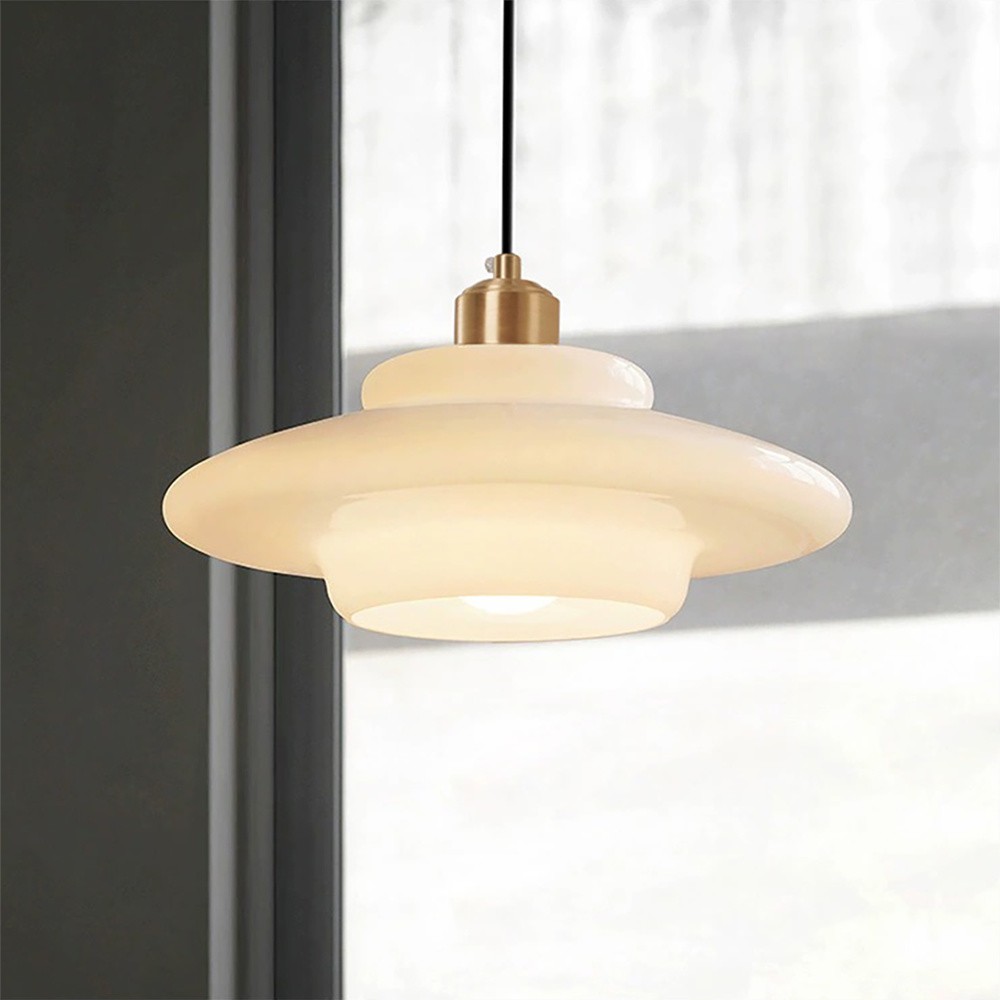 Mid-Century Art Milk White Glass Pendant Lamp S81