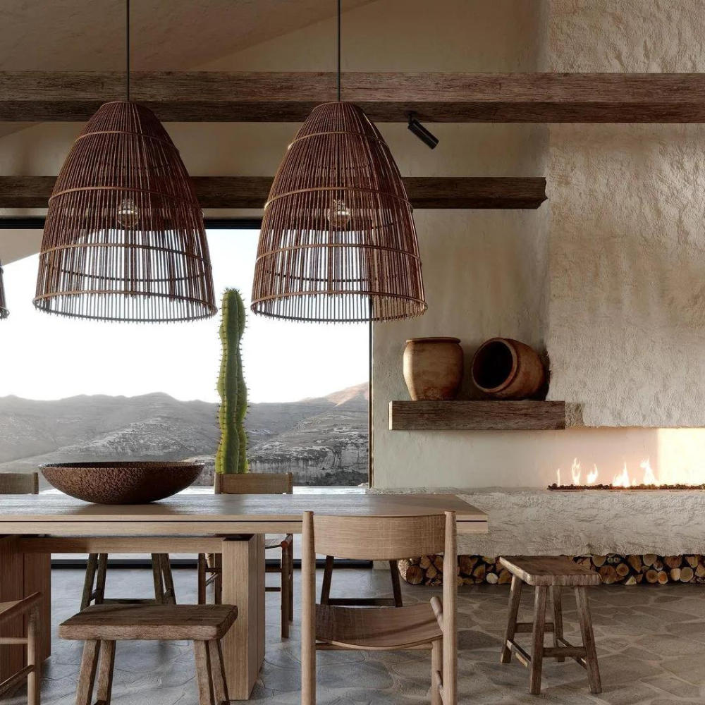 Runa Boho Rattan Pendant Light D831