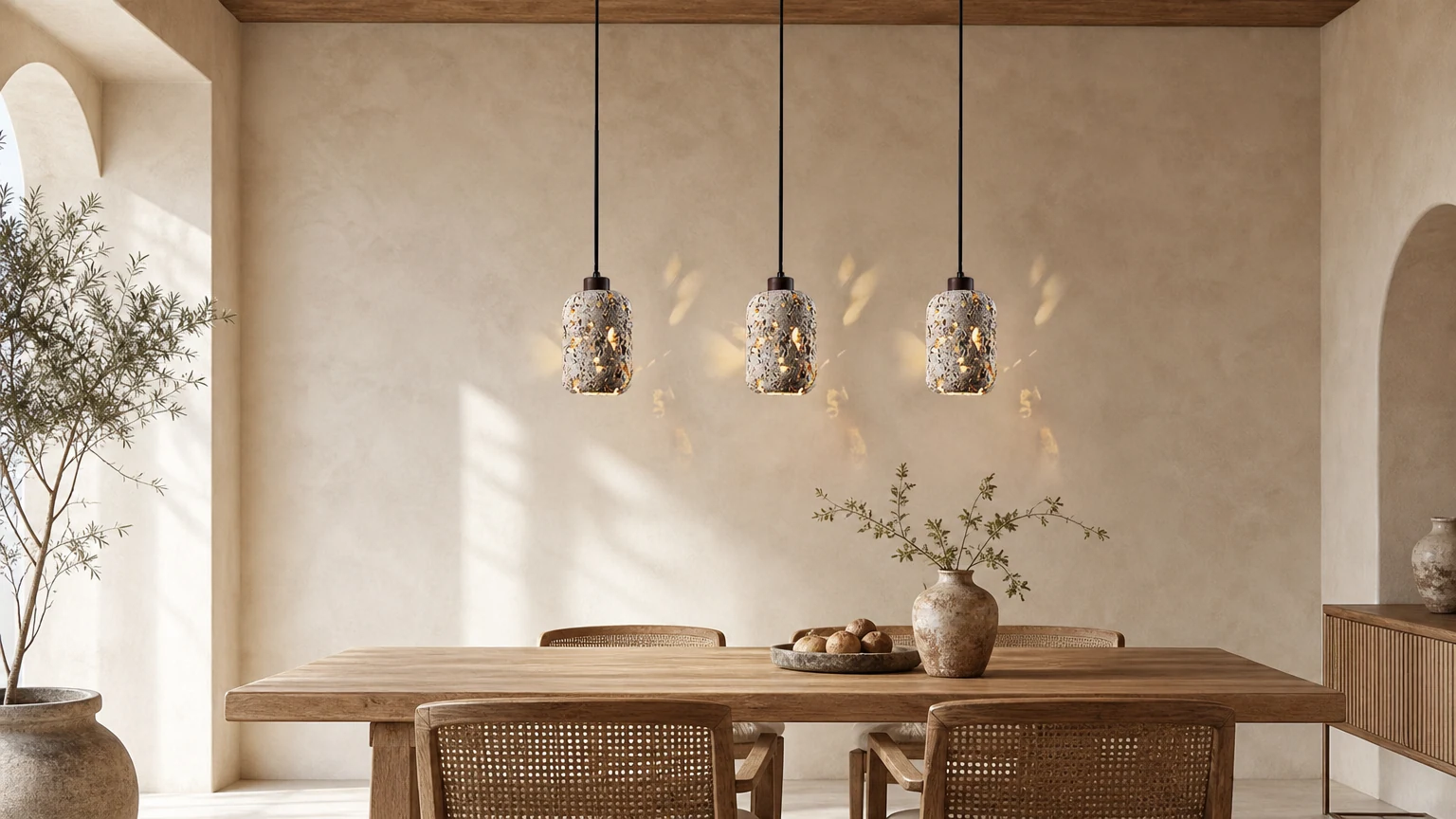 Nowoczesna lampa wisząca Wabi-sabi Creativity G15 w ciepłym pomieszczeniu