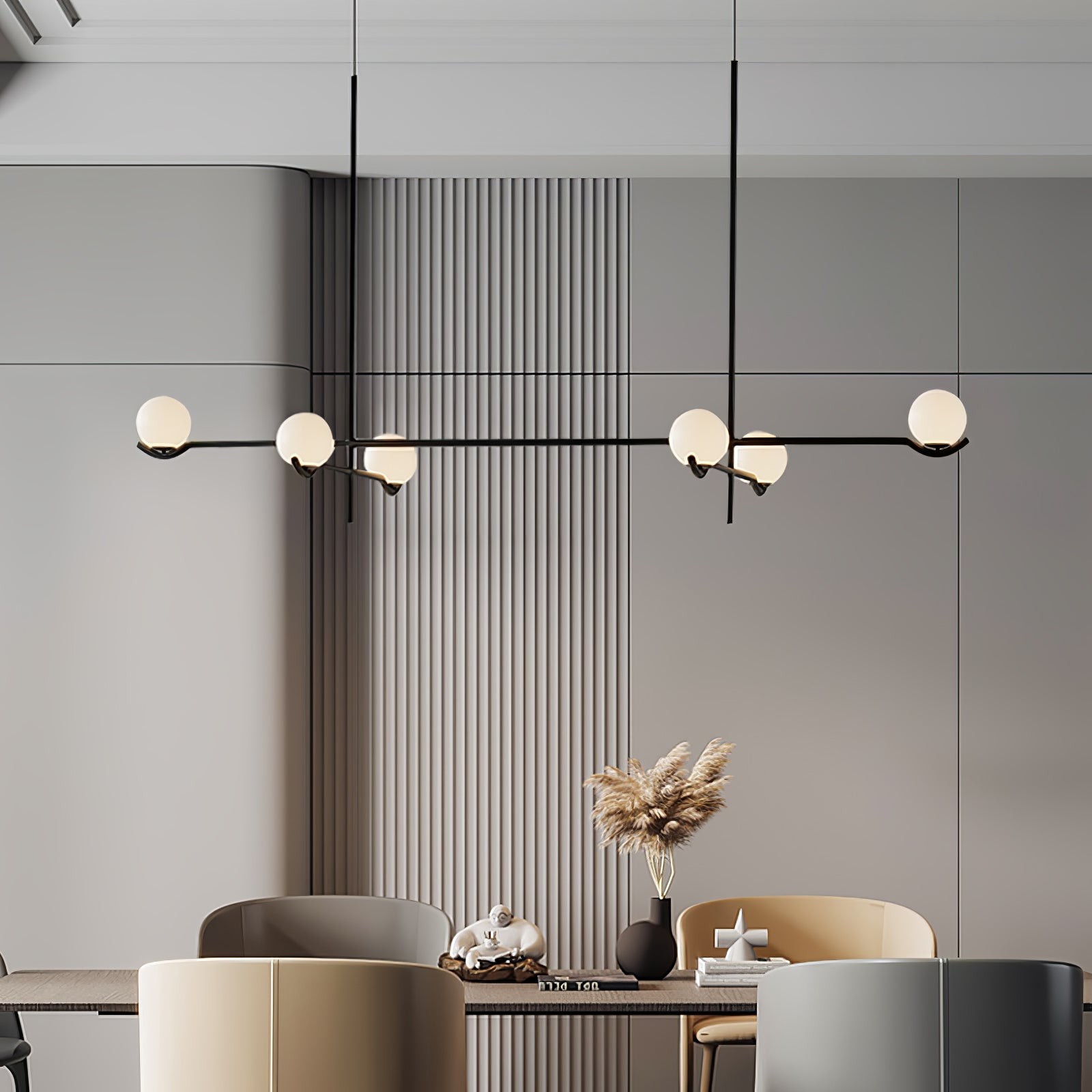 Liniowa lampa wisząca Baer nad jadalnią