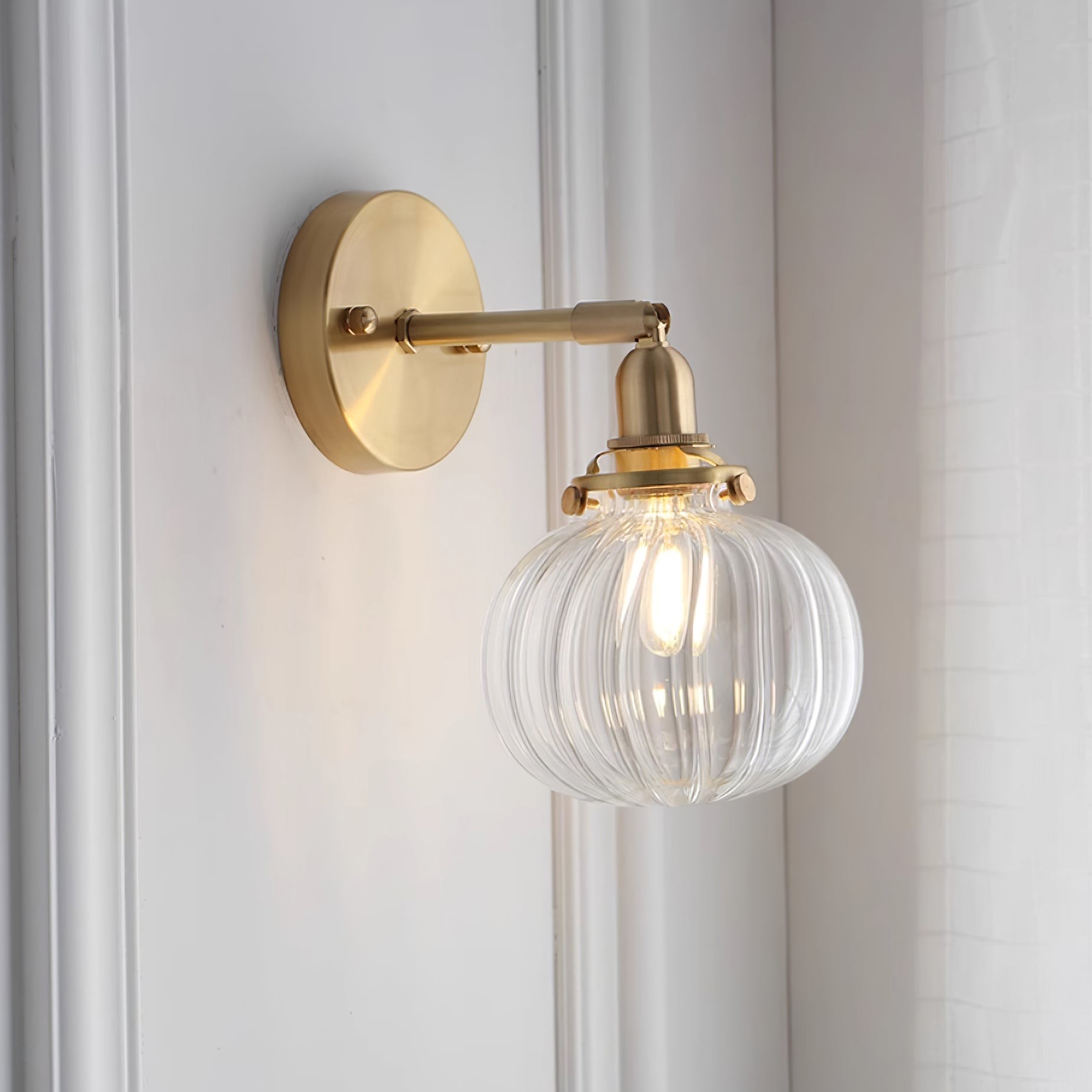 Japanese Style Vintage Brass Glass Wall Lamp M333