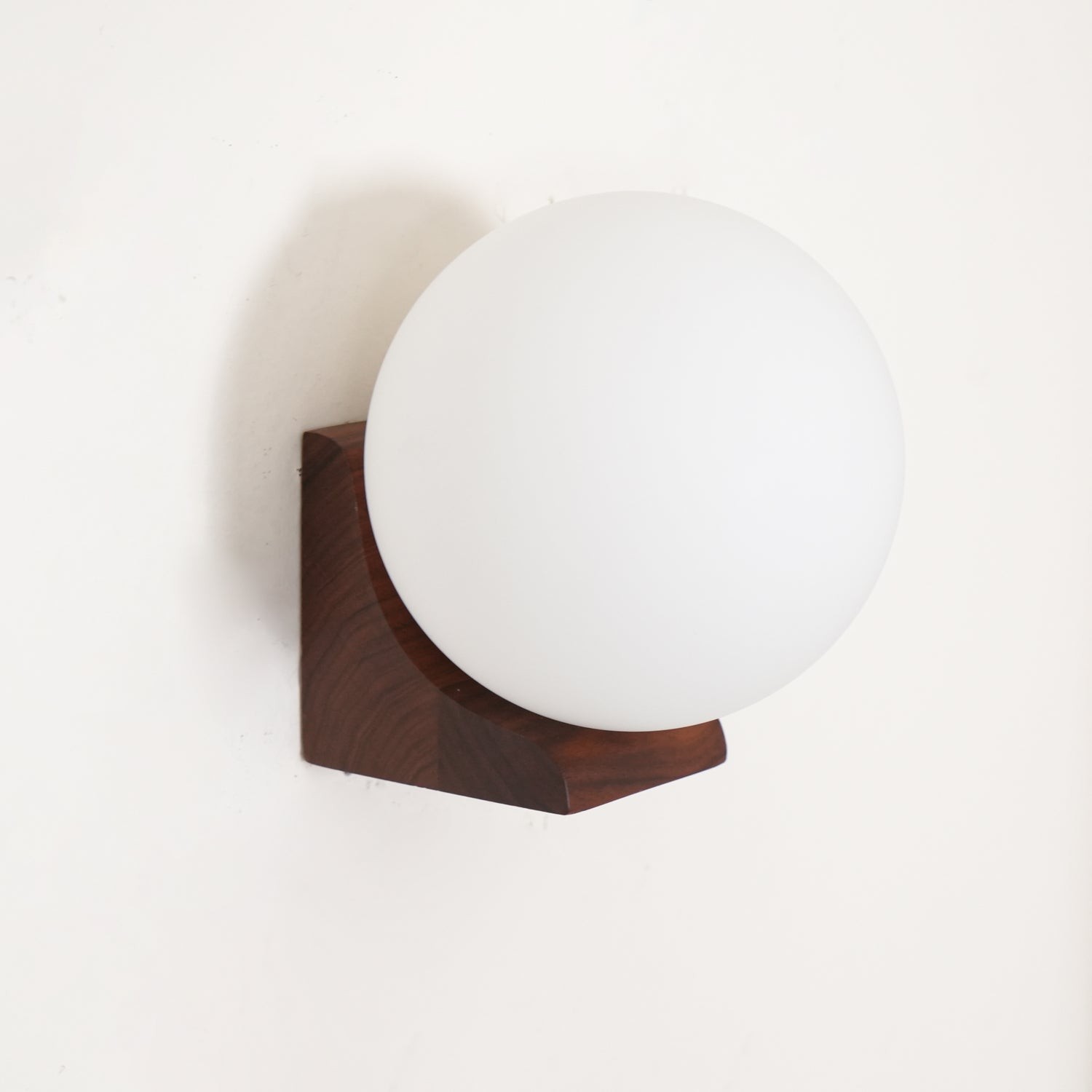 Minimalist Wooden Geometric Bracket Glass Globe Wall Lamp M477