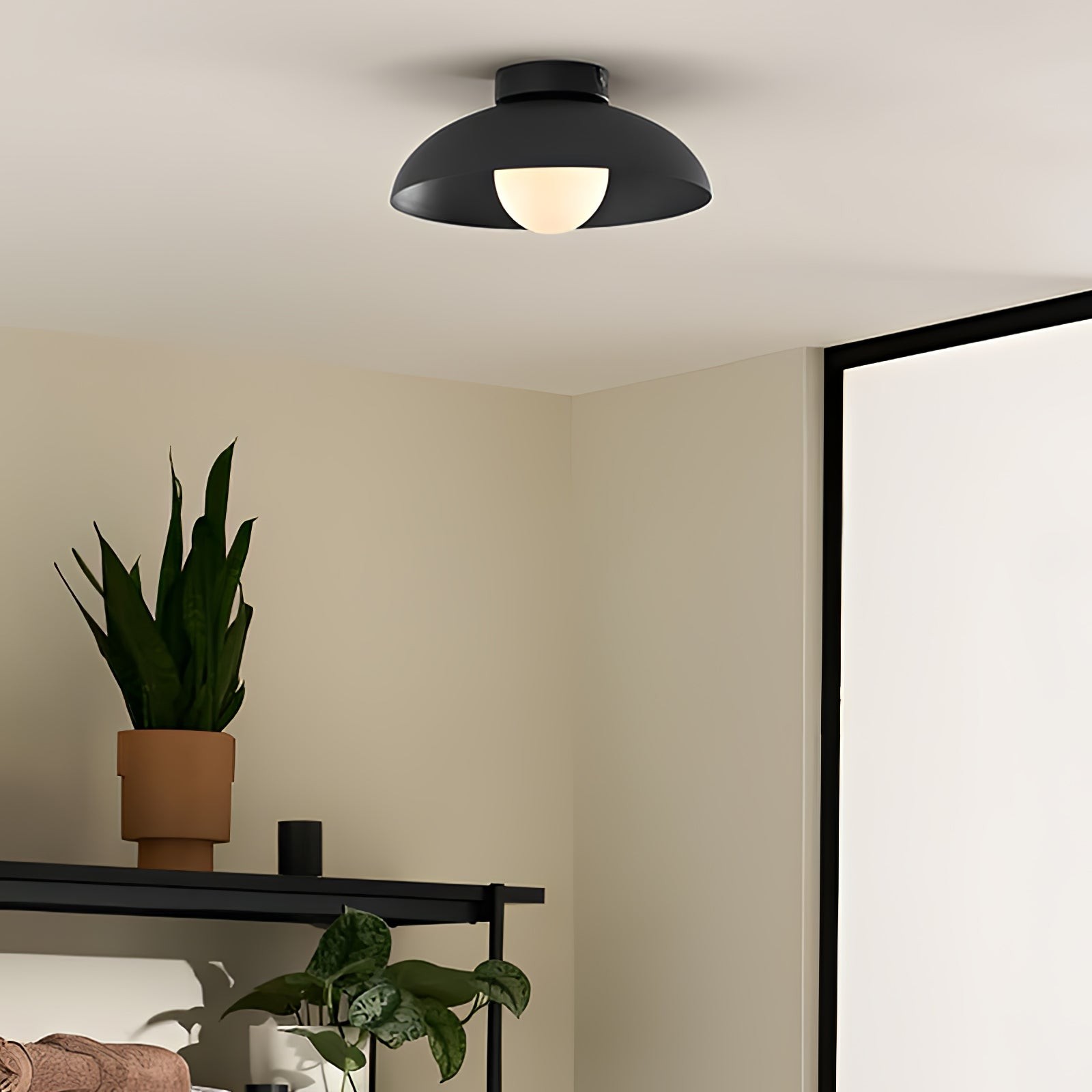 Matte Black Glass Dome Ceiling Lamp M553