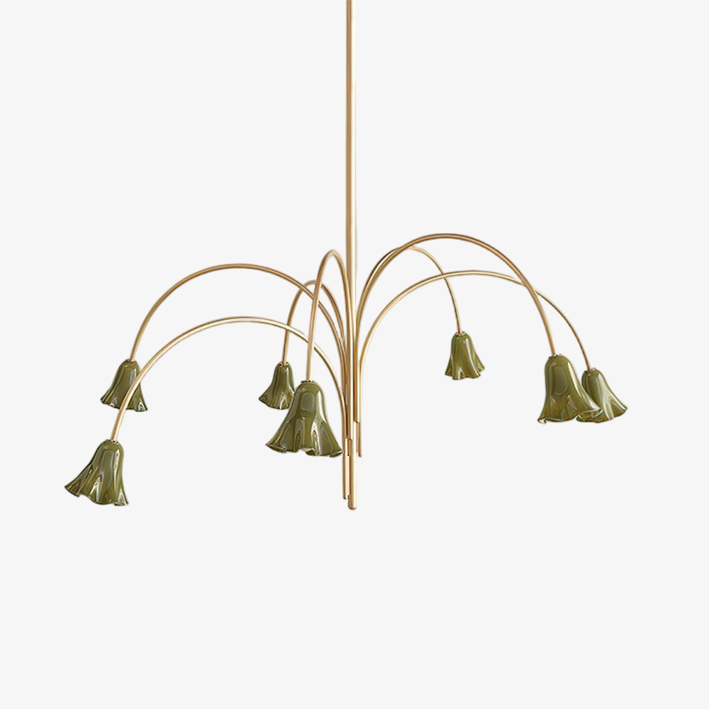 Bellina Modern Romantic Chandelier - Botanical Lily Design with Glass Flowers T280