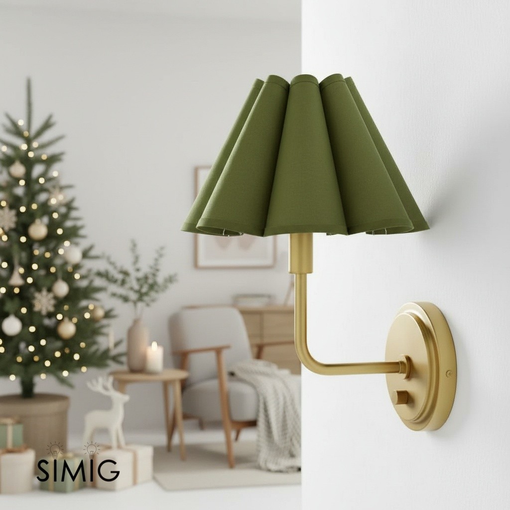 Capirise Scalloped Linen Brass Wall Lamp T228