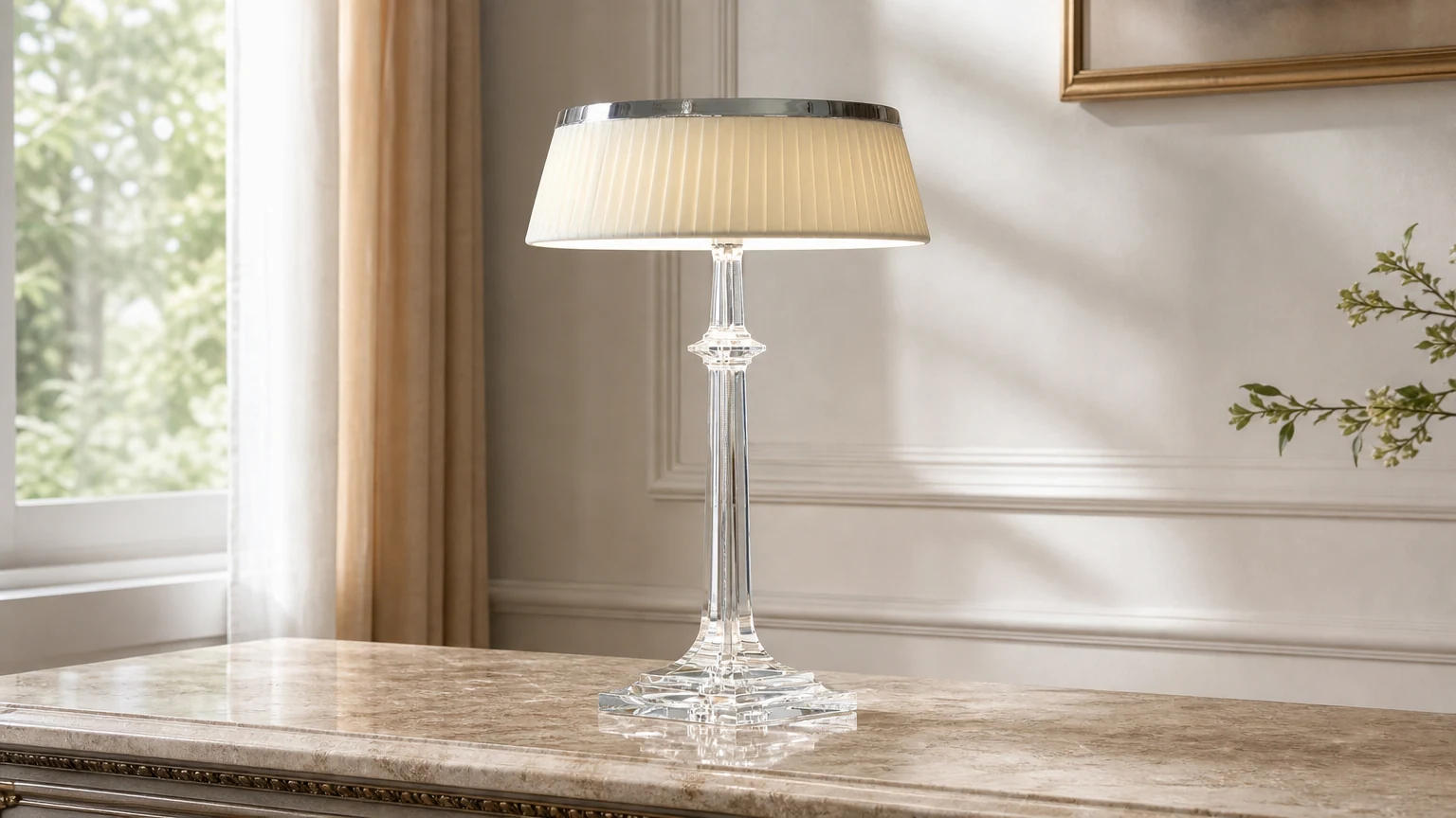 Lampa stołowa Versailles D458 w ciepłej scenerii wnętrza