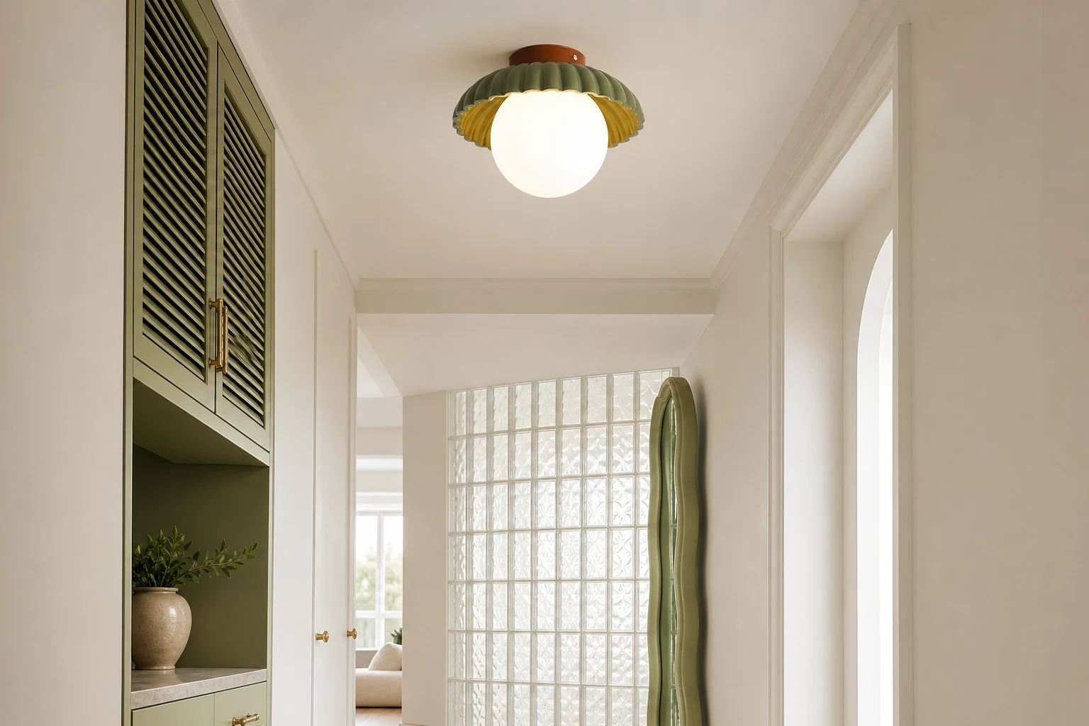 Lampa sufitowa Alien Cream Style M178, widok na stylowy pokój