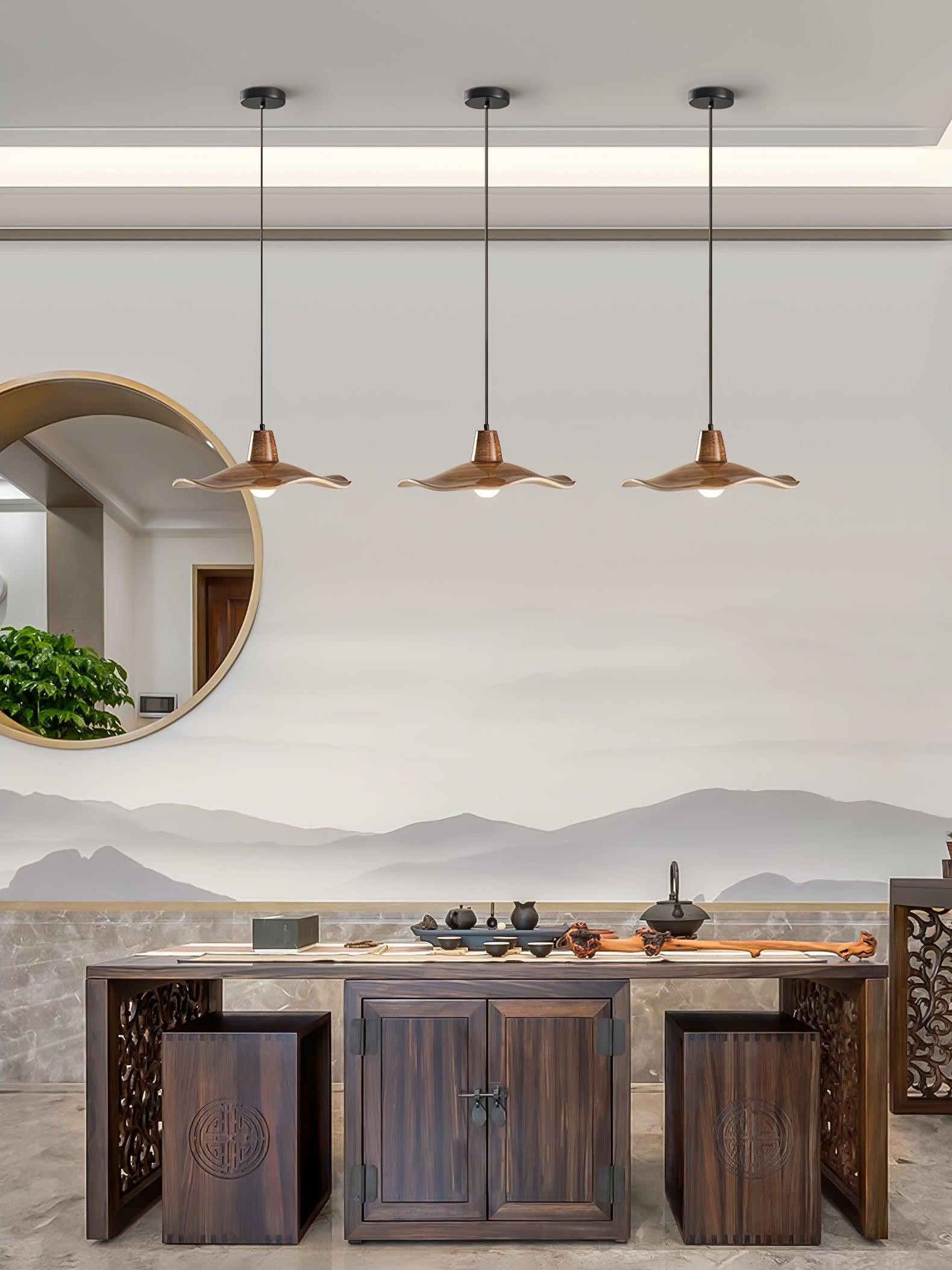 Black Imitation Walnut Wood Grain Kitchen Pendant Lamp M08