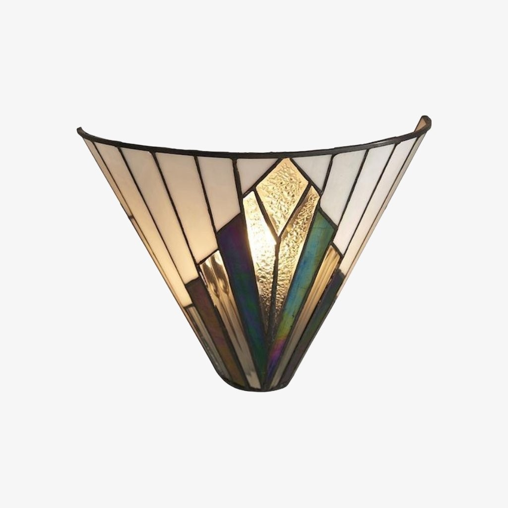 TF Astoria Vintage Fan-Shaped Wall Lamp - Handcrafted Art Glass For Bedroom Accent Light T635
