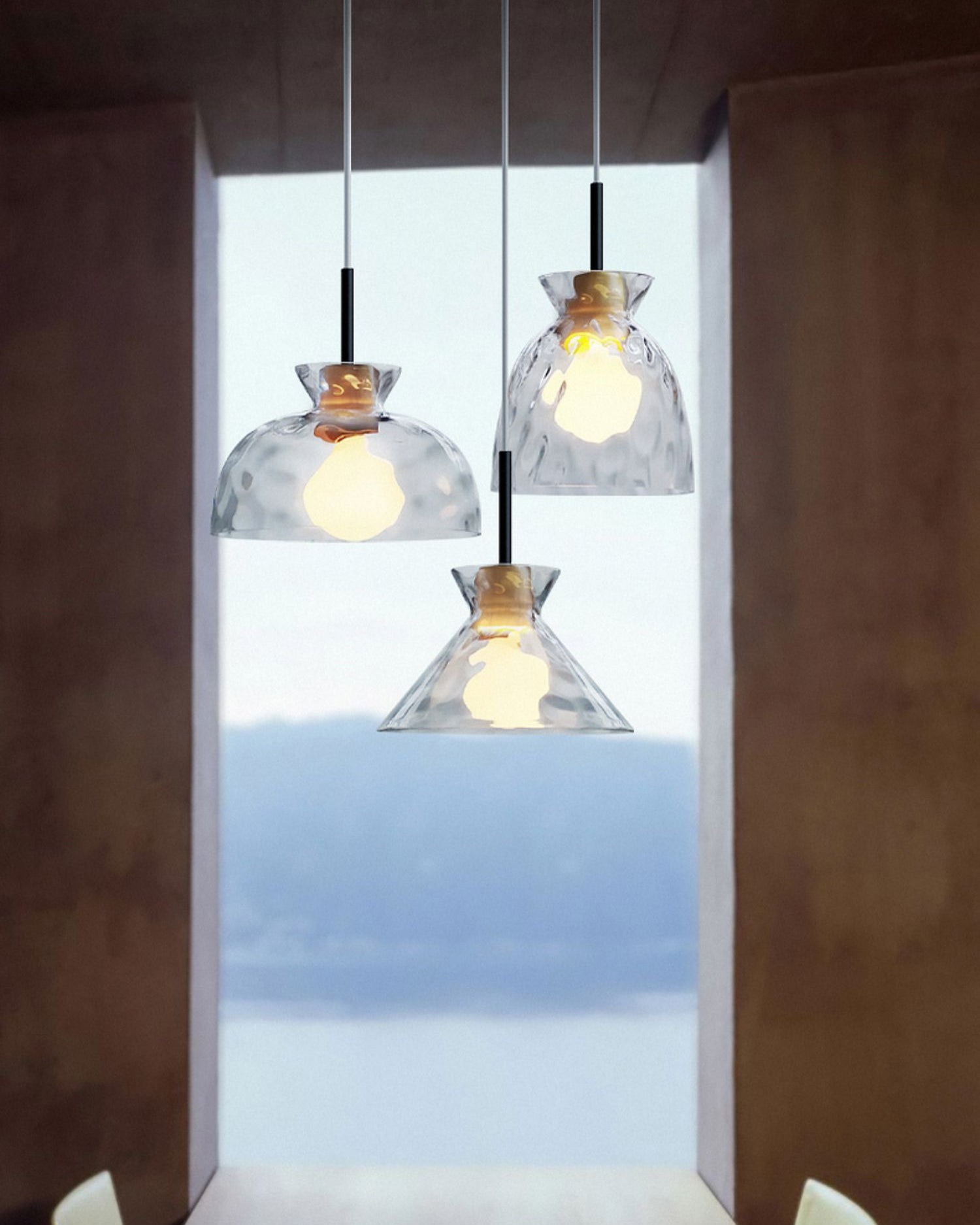 Modern Water Ripple Transparent Glass Pendant Lamp M116
