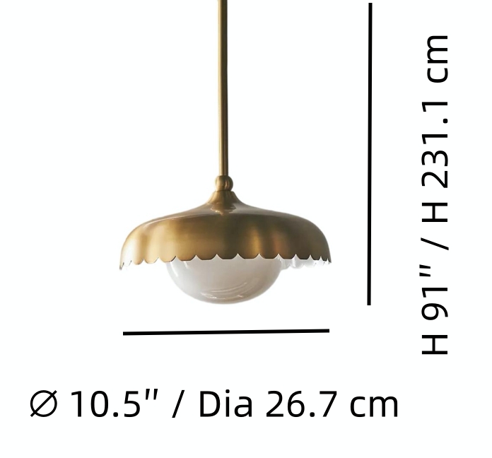 Schemat wymiarowy lampy wiszącej Rayla