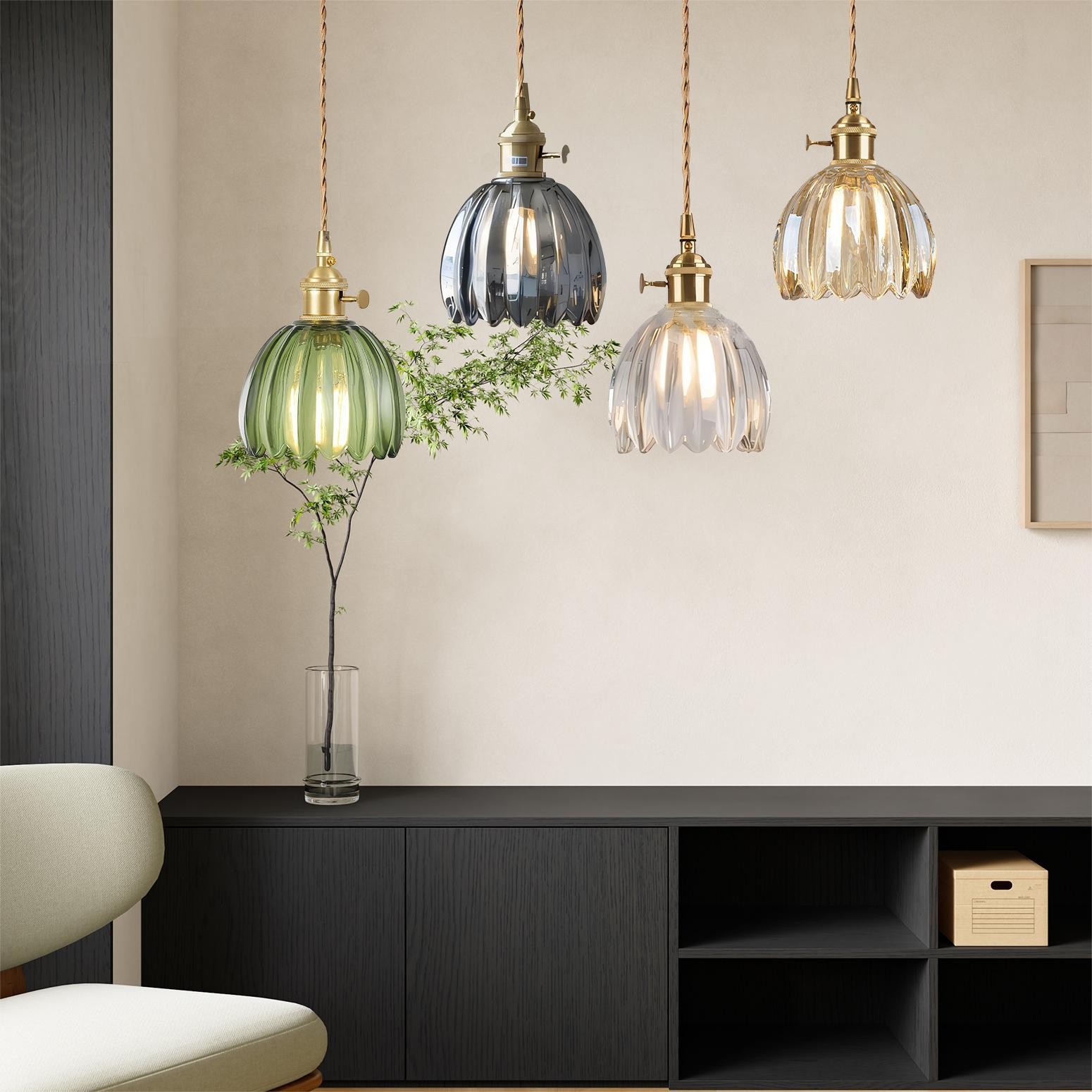 Japanese Retro Glass Flower Pendant Light S28