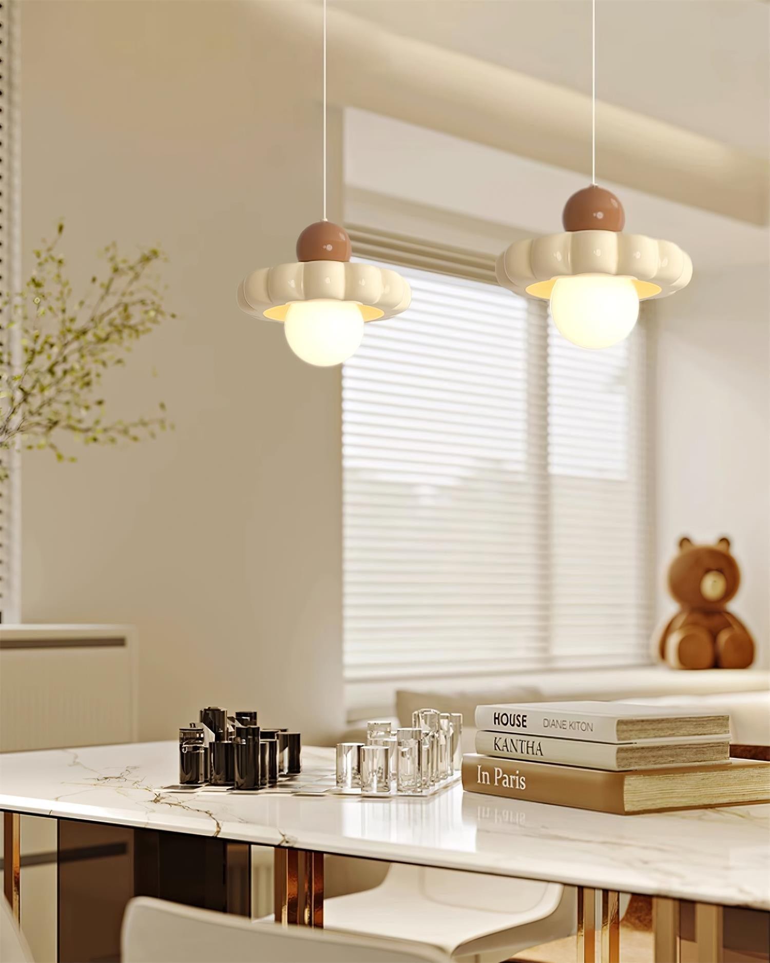Cream Style Long Line Pumpkin Texture Pendant Lamp M275