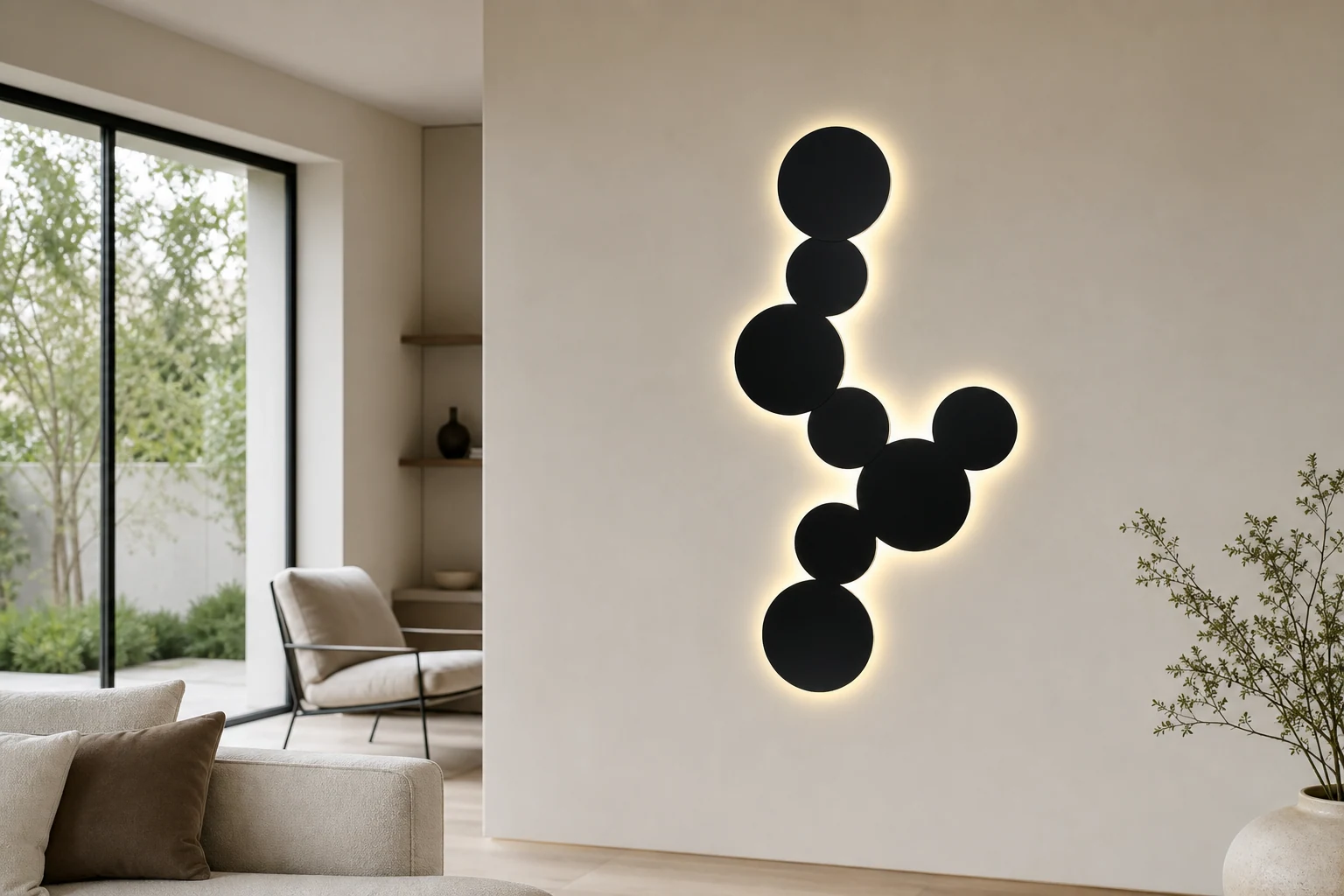 Modern Circle LED Art Wall Lamp S04 in a lifestyle room scene