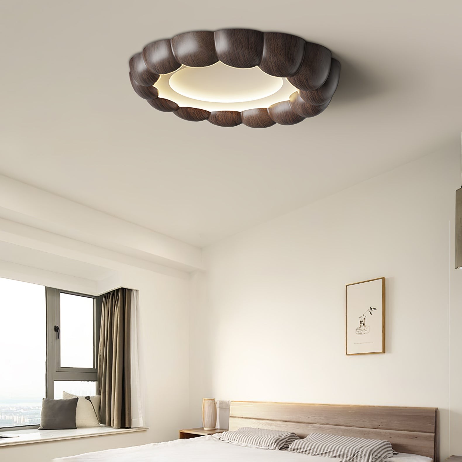 Faux Wood Ripple Ceiling Lamp M559
