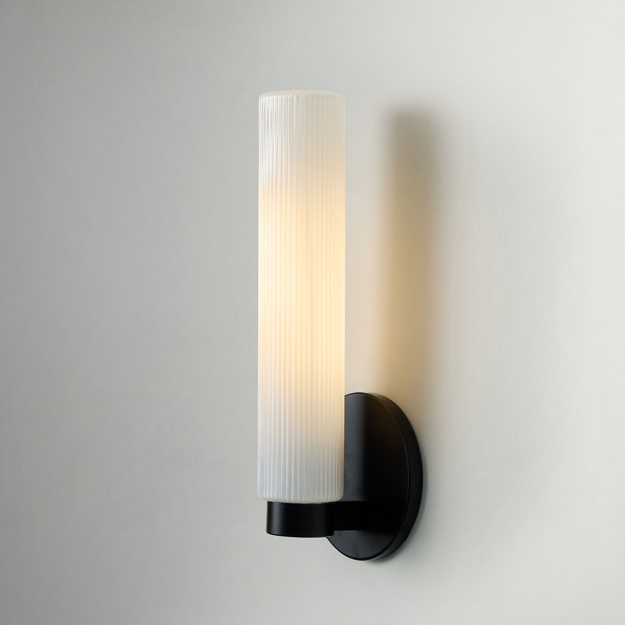 Rivora Fluted Glass Indoor Outdoor Sconce - Modern Wall Light for Home Decor T097