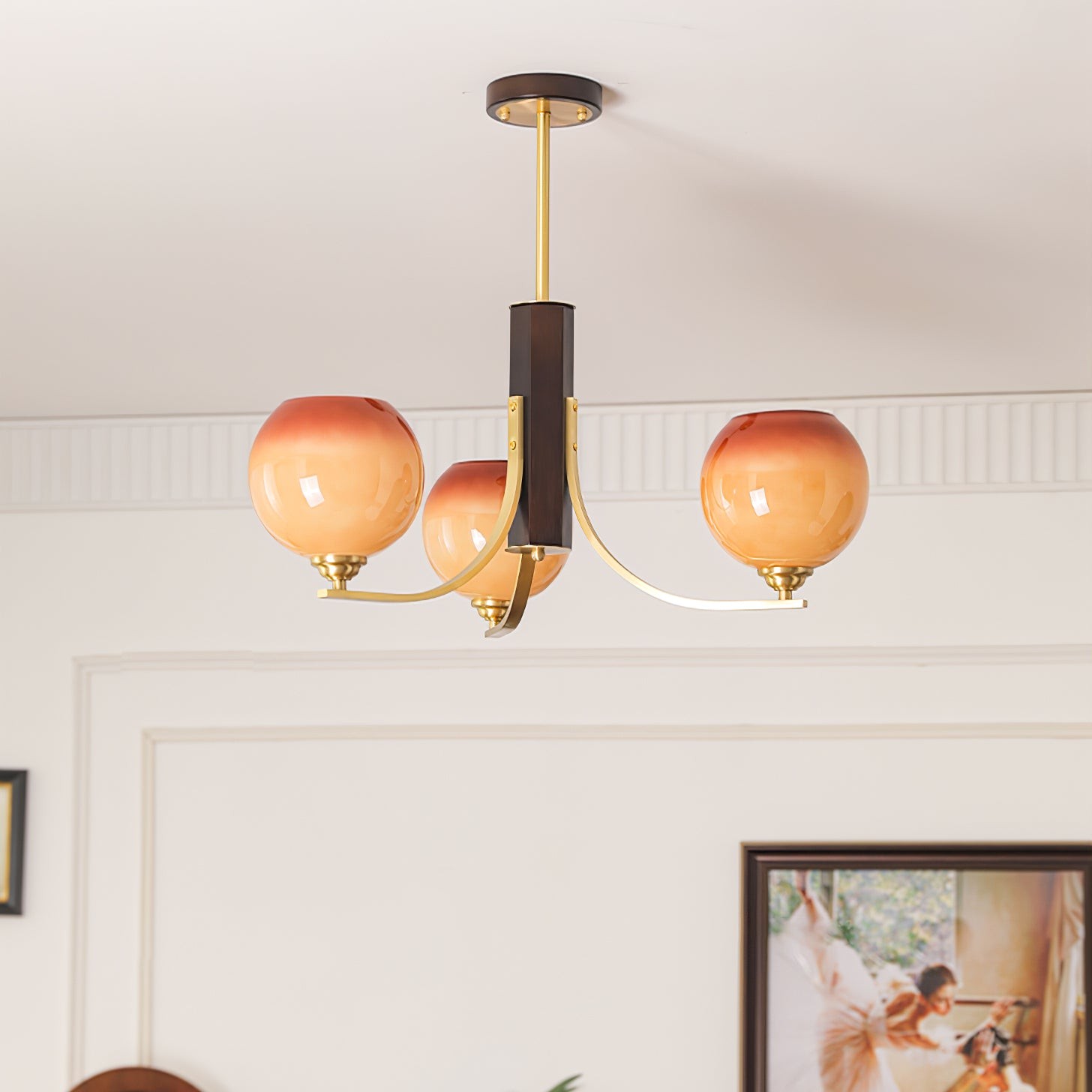 Vintage Caramel Globe Chandelier M502