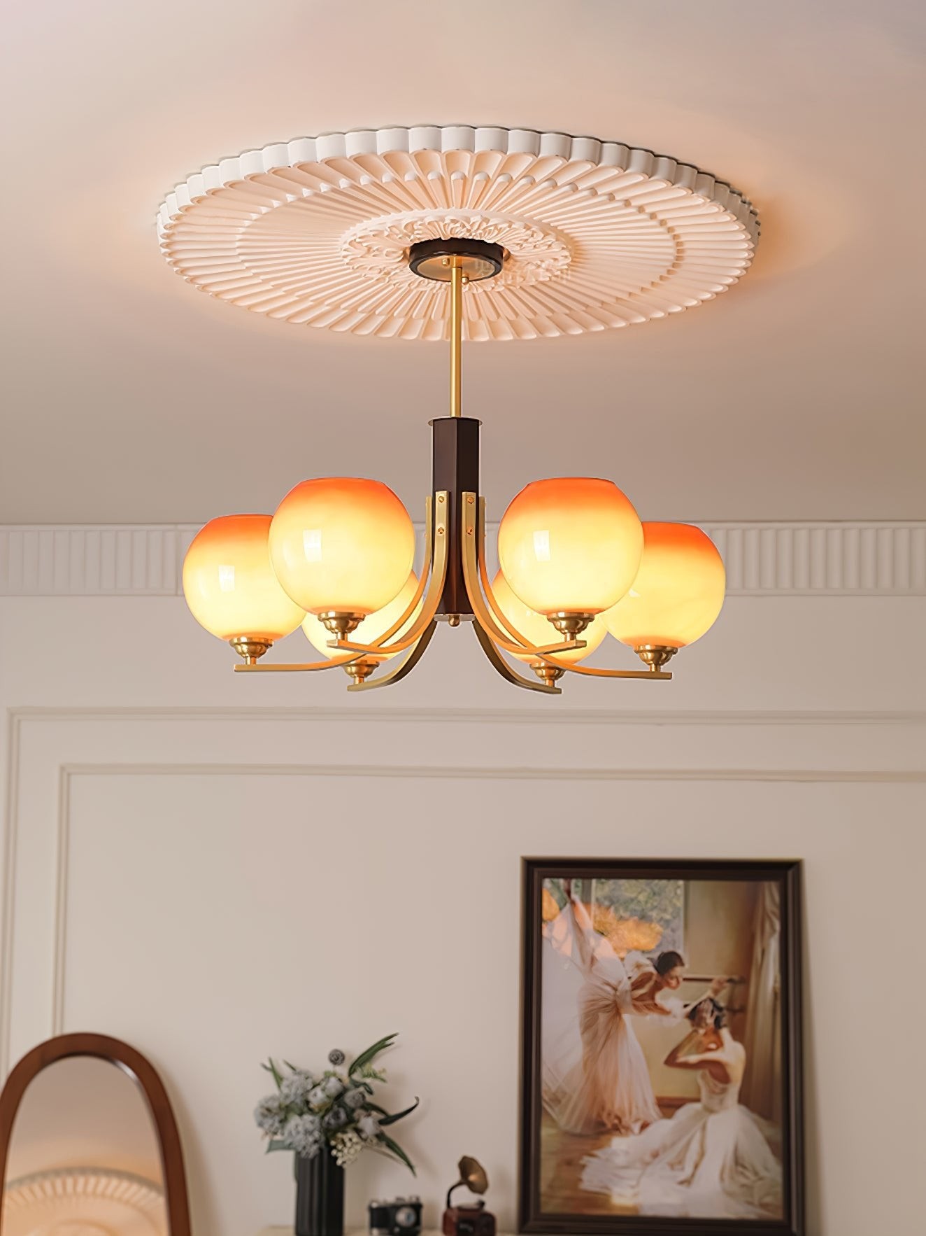 Vintage Caramel Globe Chandelier M502