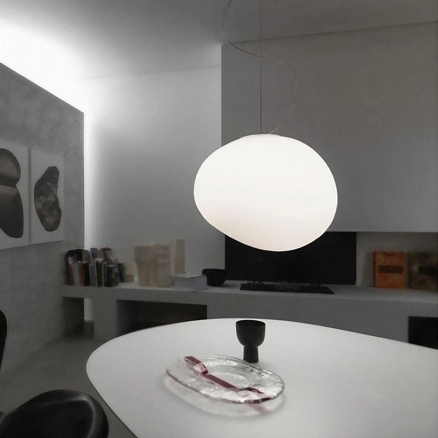 Stone Shape Opal Glass Pendant Light S05