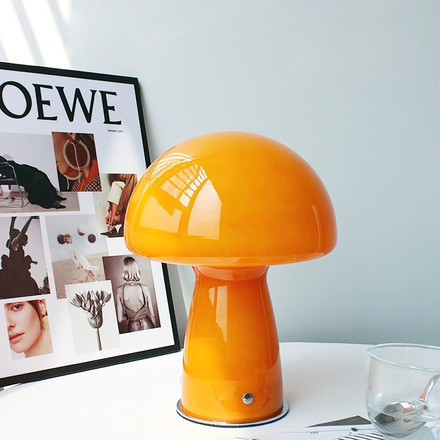 Vintage Bauhaus Glass Mushroom Table Lamp S79