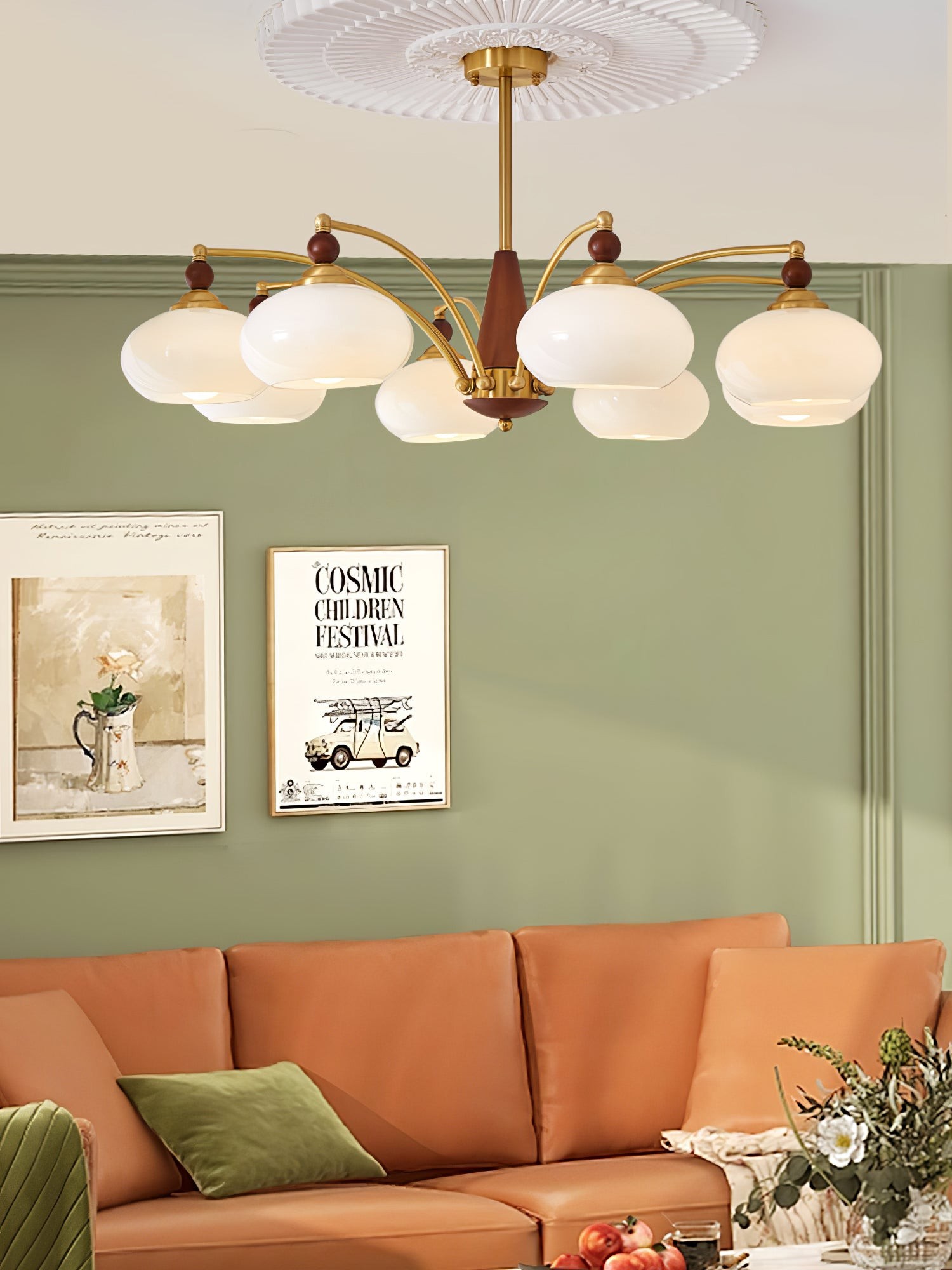 Vintage Multihead Persimmon Chandelier M431