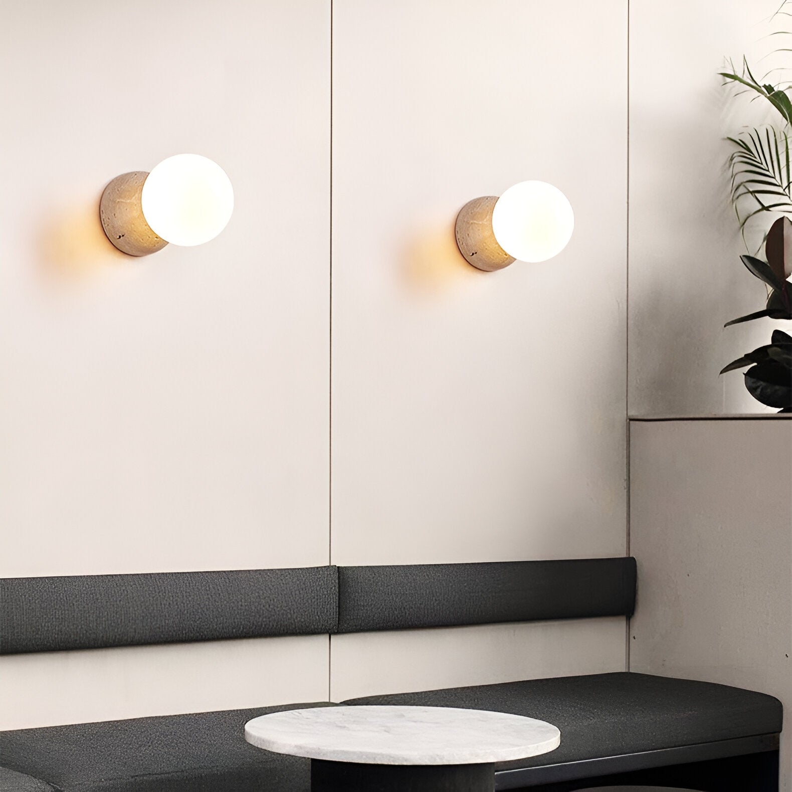 Travertine Round Glass Wall Fixture D939
