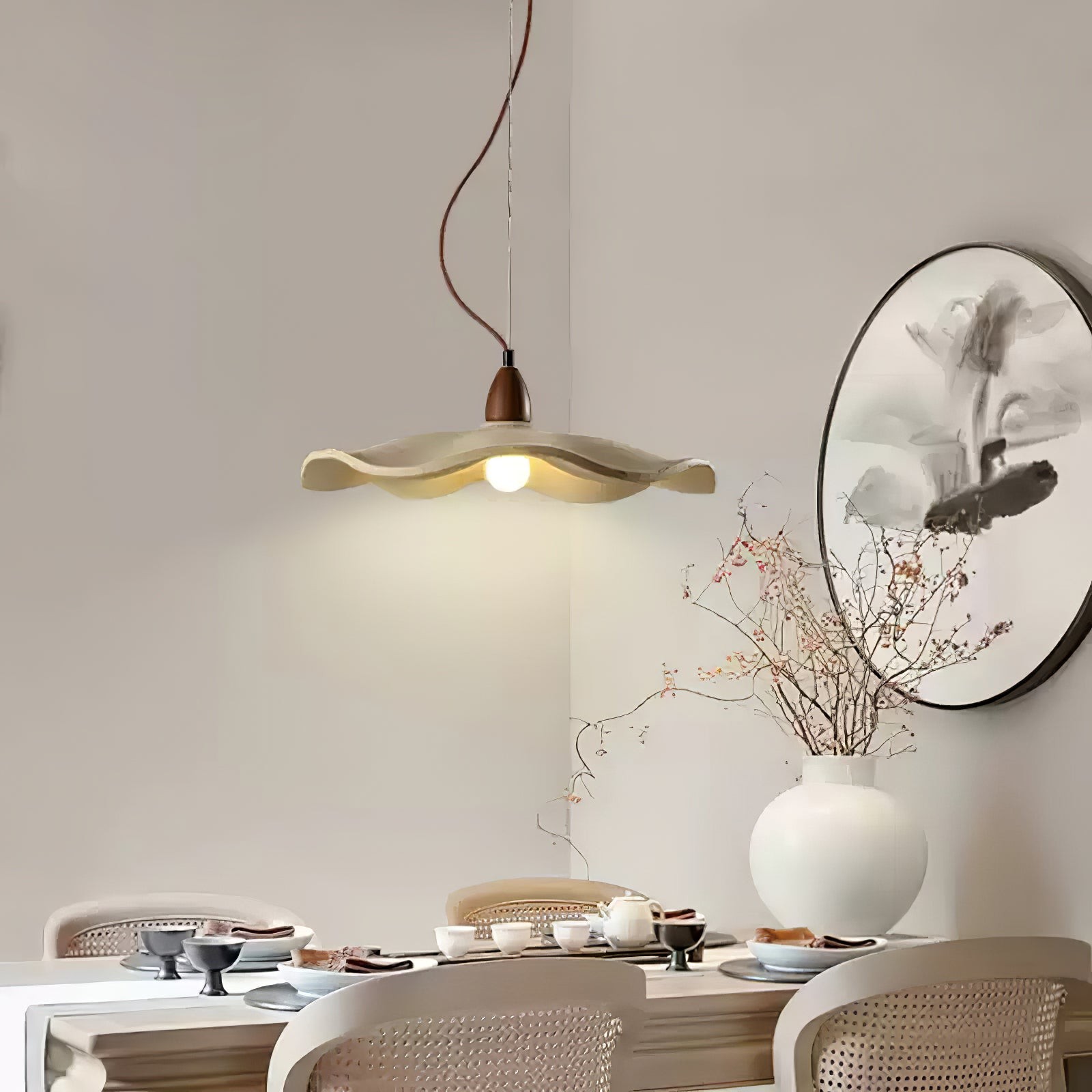 Japanese Wabi-Sabi Style Cement Wave Pendant Lamp M80