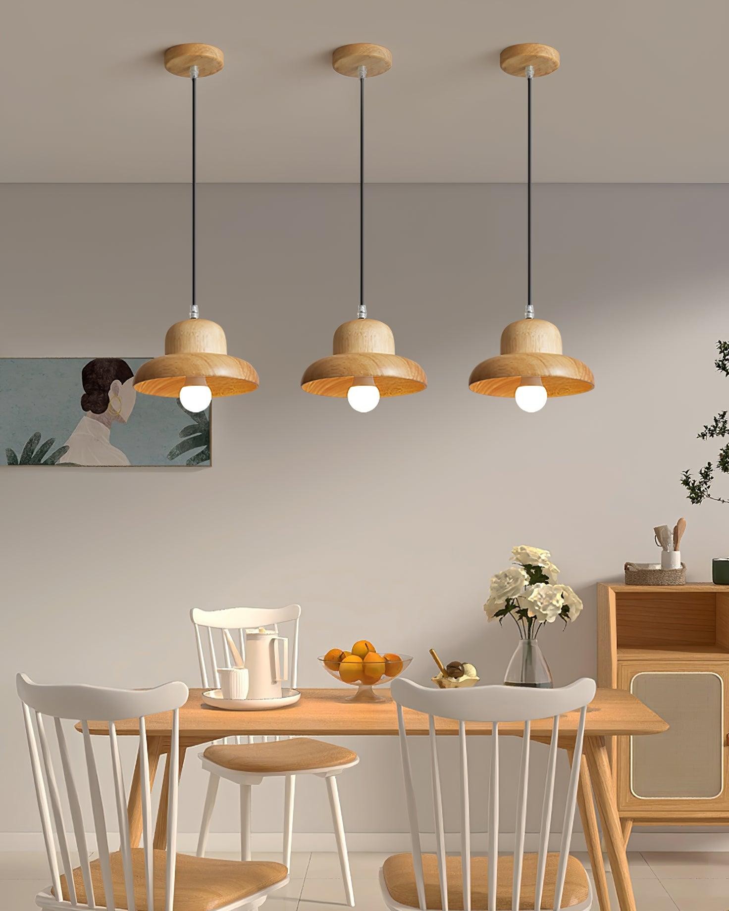 Wood Hat Pendant Lamp M296