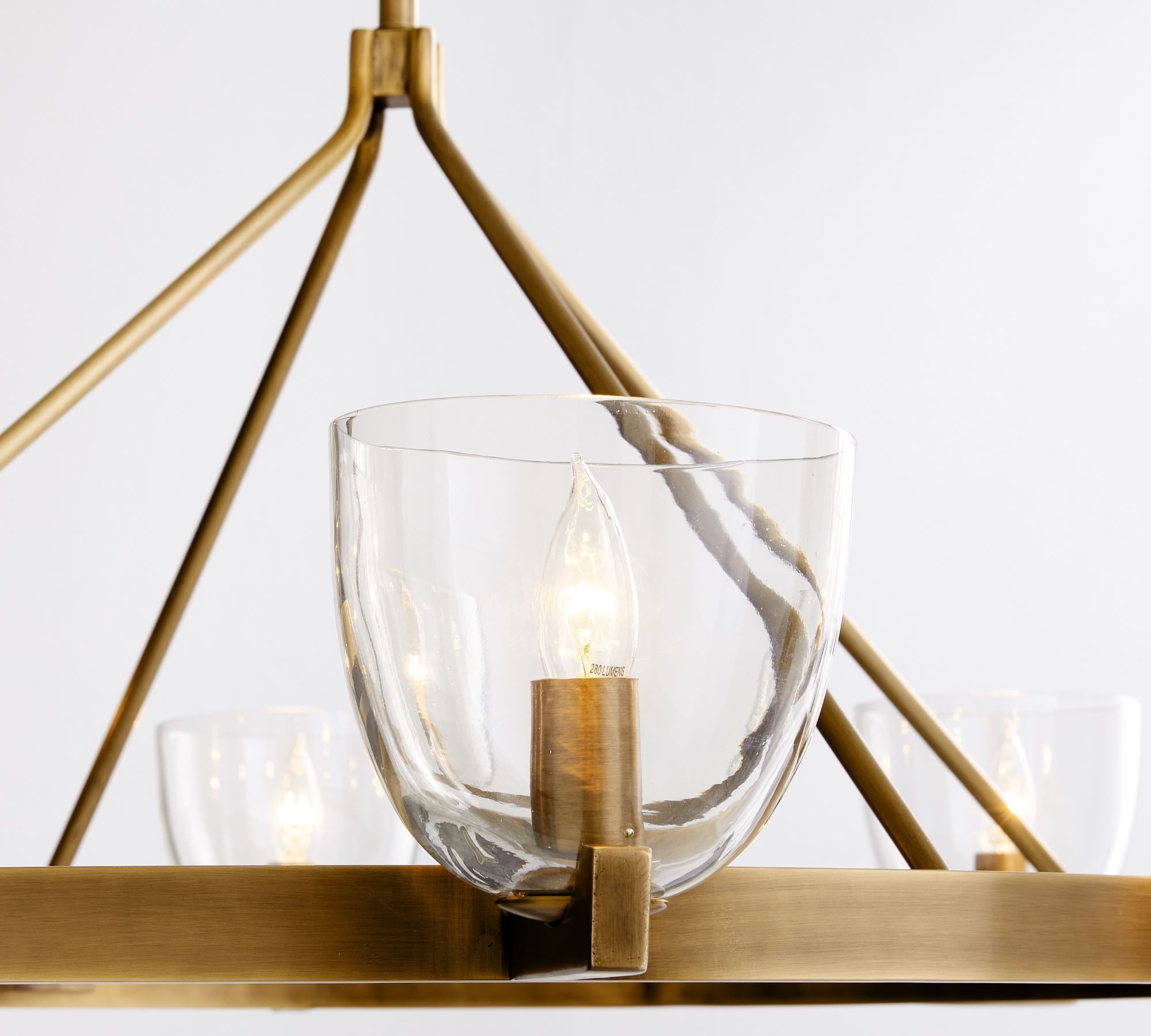 Auria Hand-blown Glass Metal Chandelier - Contemporary Brass Design T061