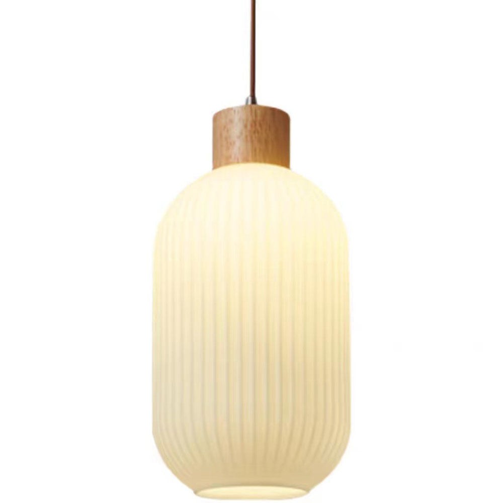 Nordic White Lantern-Like Glass Pendant Lamp M127