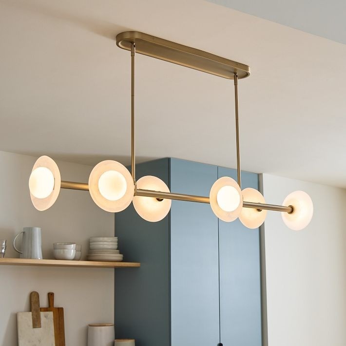 Elorina 6-Light Linear Chandelier - Modern Metal Light Fixture - Dining Room Lighting T006