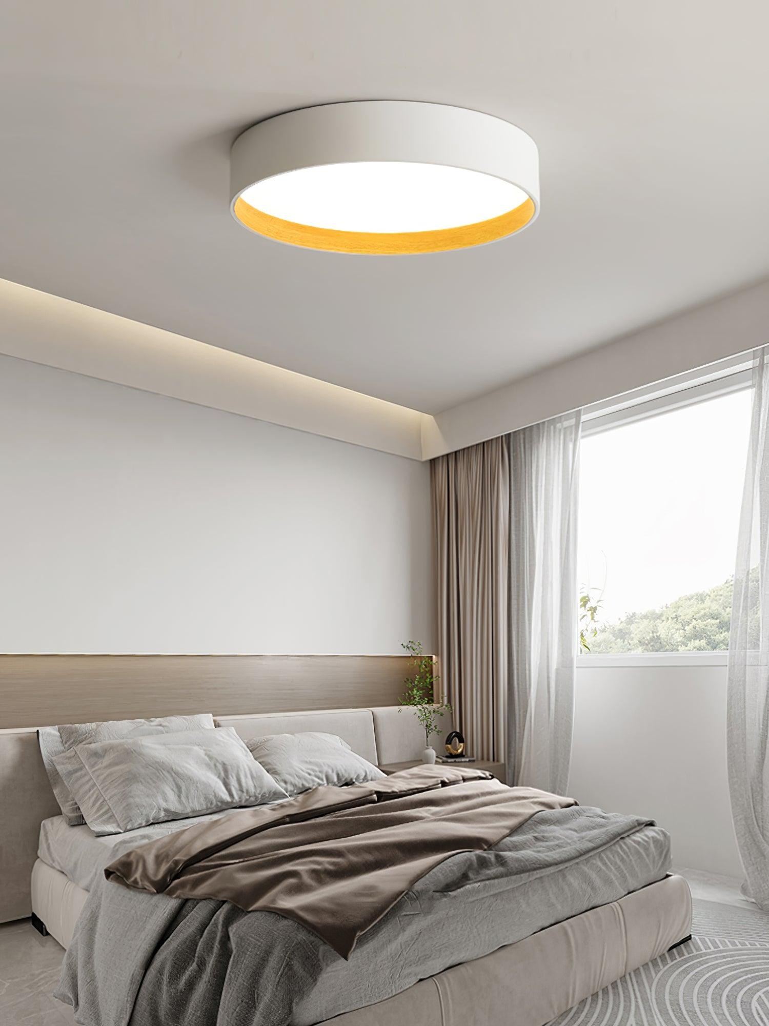 Japanese Minimalist Creative Wood Grain Round LED Ceiling Lamp M427