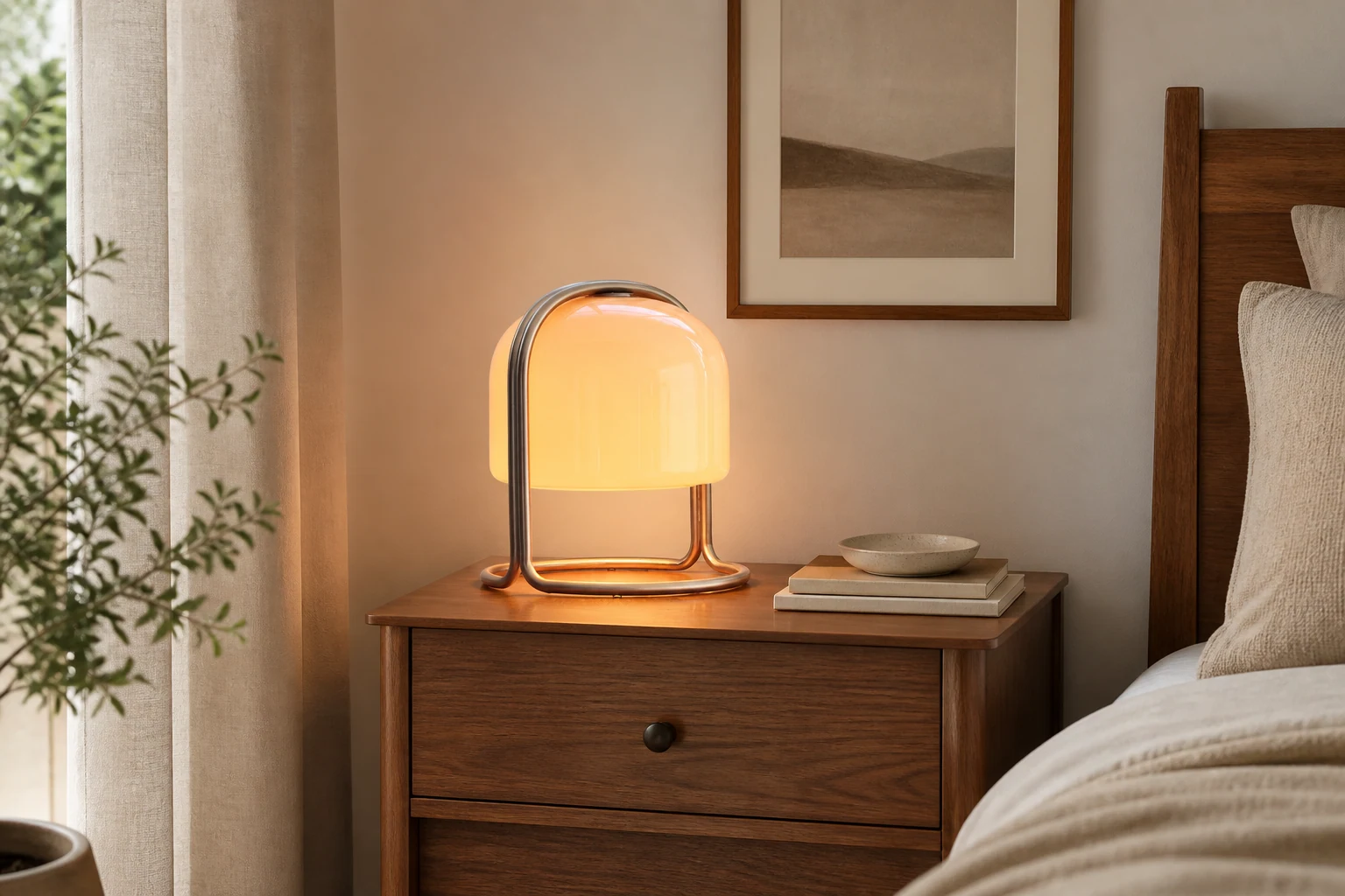 Lampa stołowa Delvora w stylizowanej scenie wnętrza