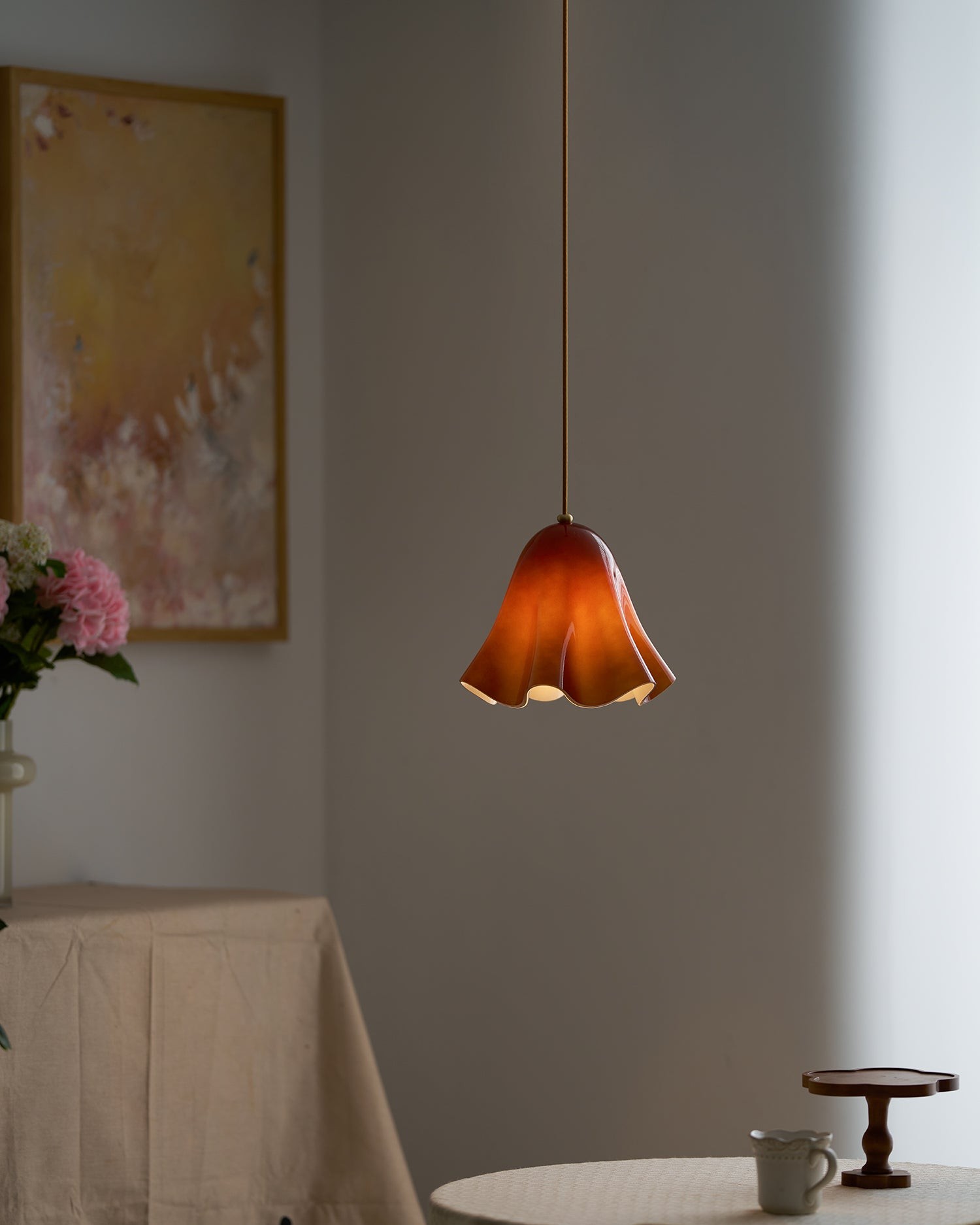 Bellina Artistic Glass Pendant Light - Modern Bloom Inspired Hanging Ceiling Lamp T279